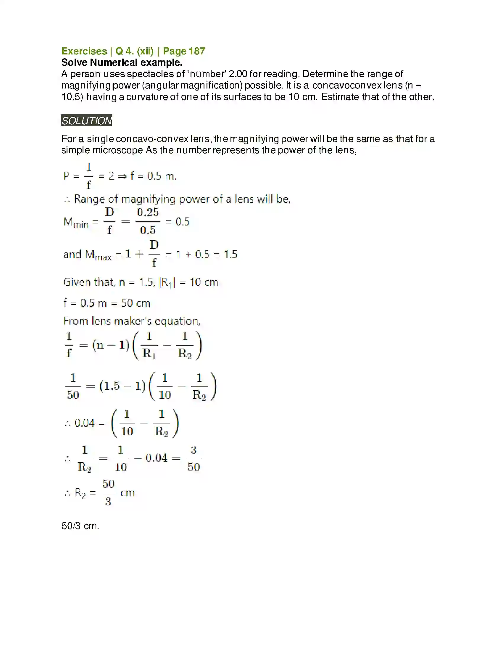 Maharashtra Board Class 11th Physics Optics Solution 44