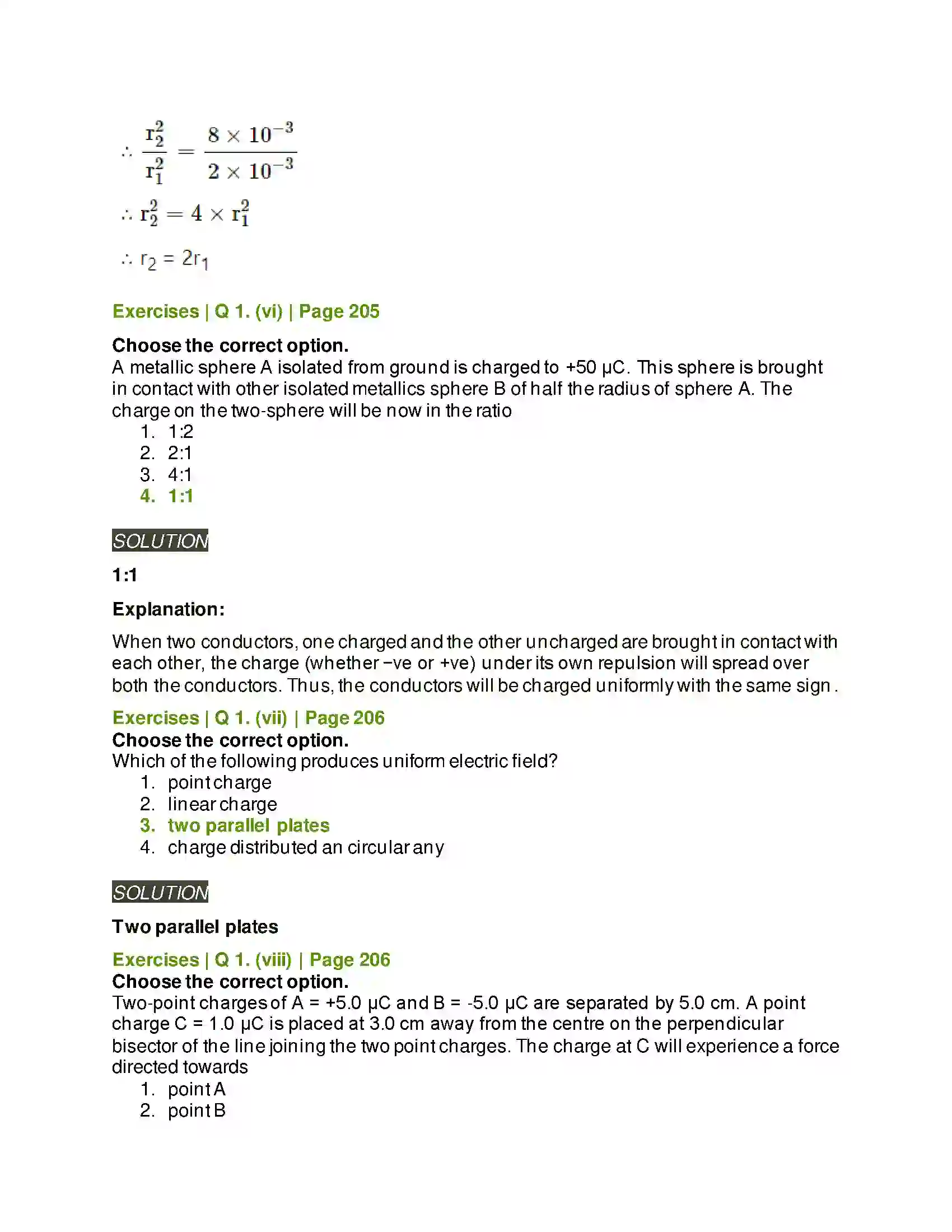 Maharashtra Board Class 11th Physics Electrostatics Solution 3