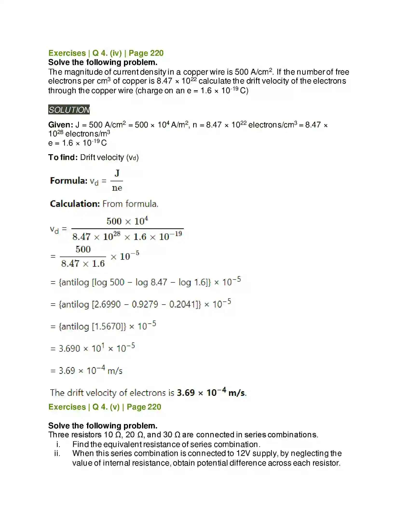 Maharashtra Board Class 11th Physics Electric Current Through Conductors Solution 11