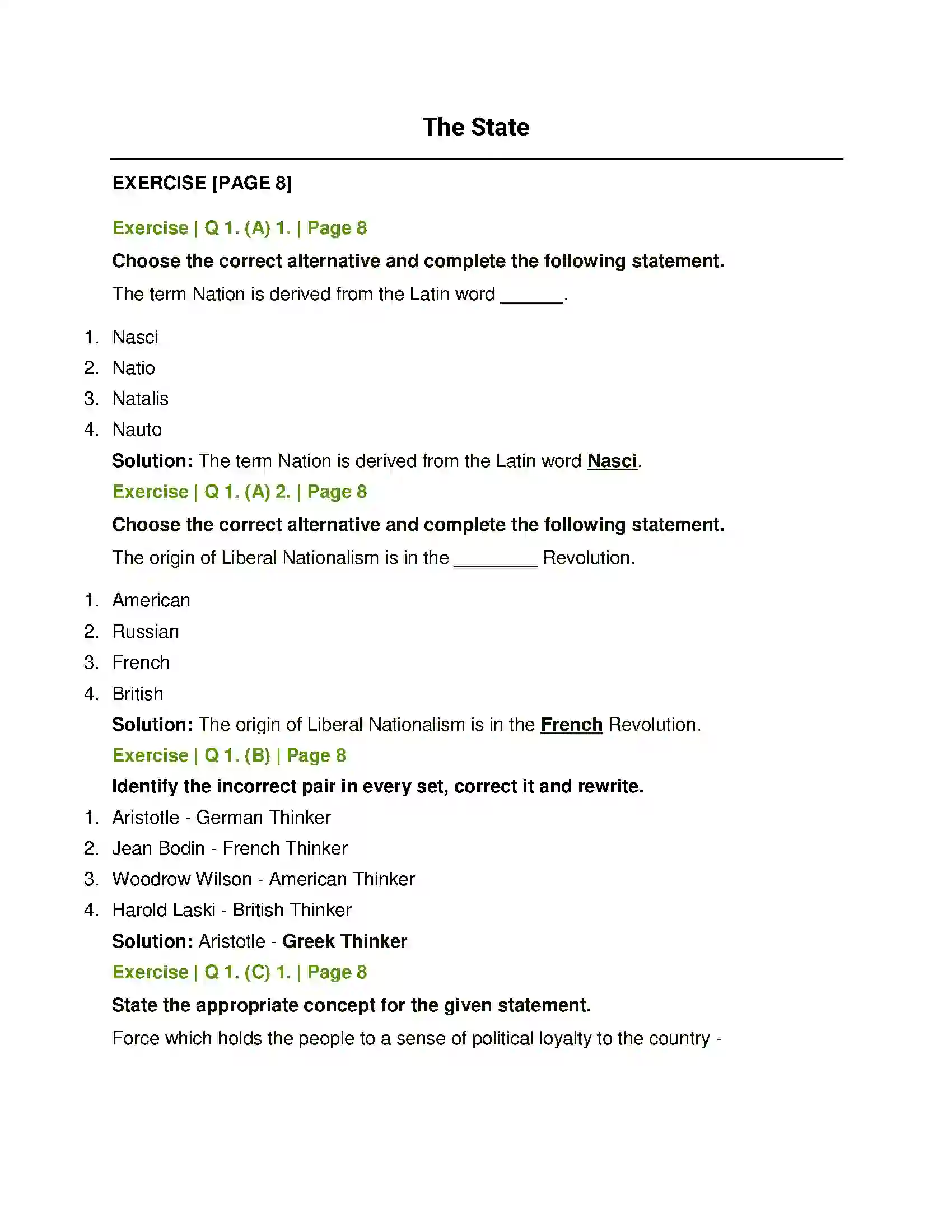 Maharashtra Board Class 11th Political Science The State Solution 1