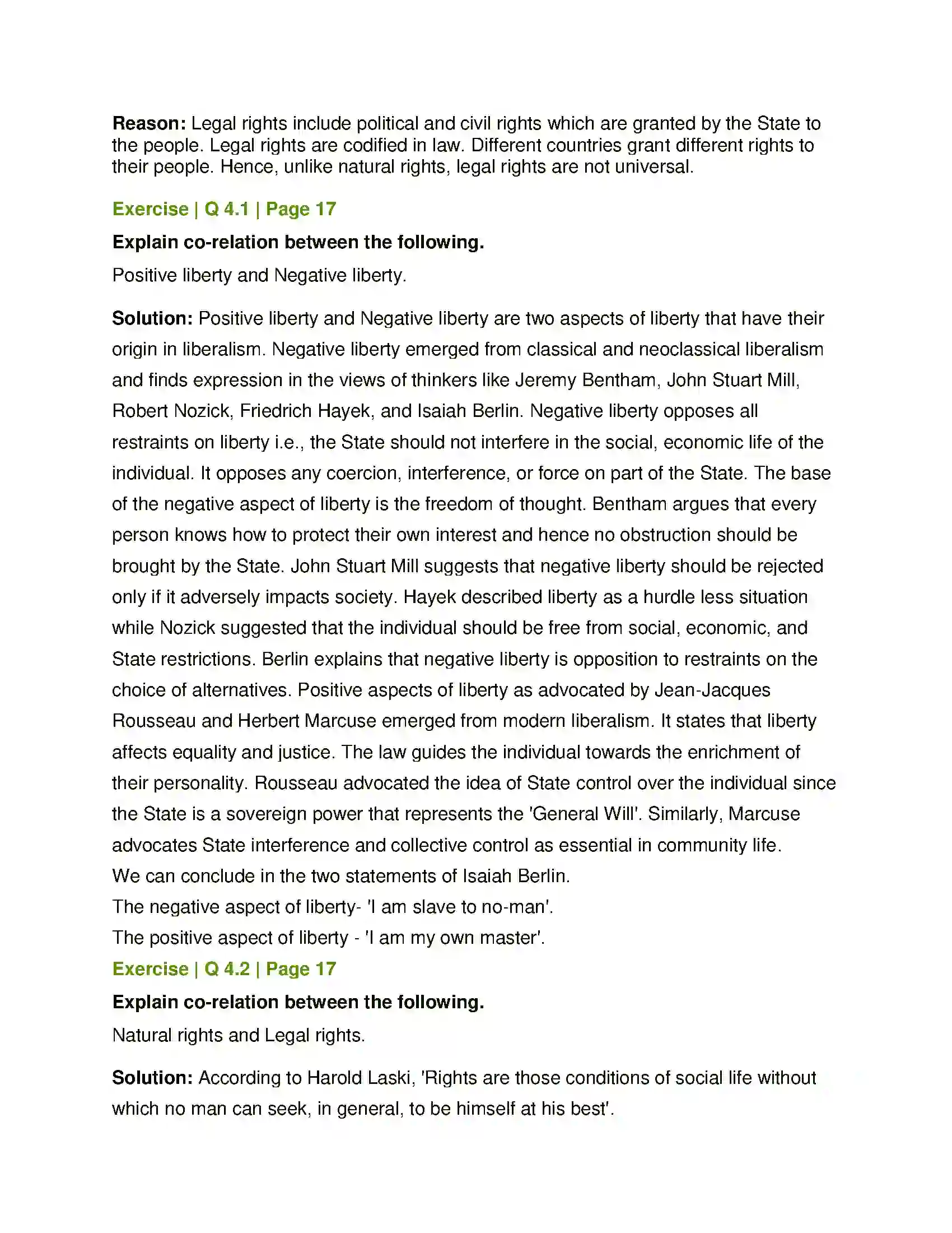 Maharashtra Board Class 11th Political Science Liberty and Rights Solution 3