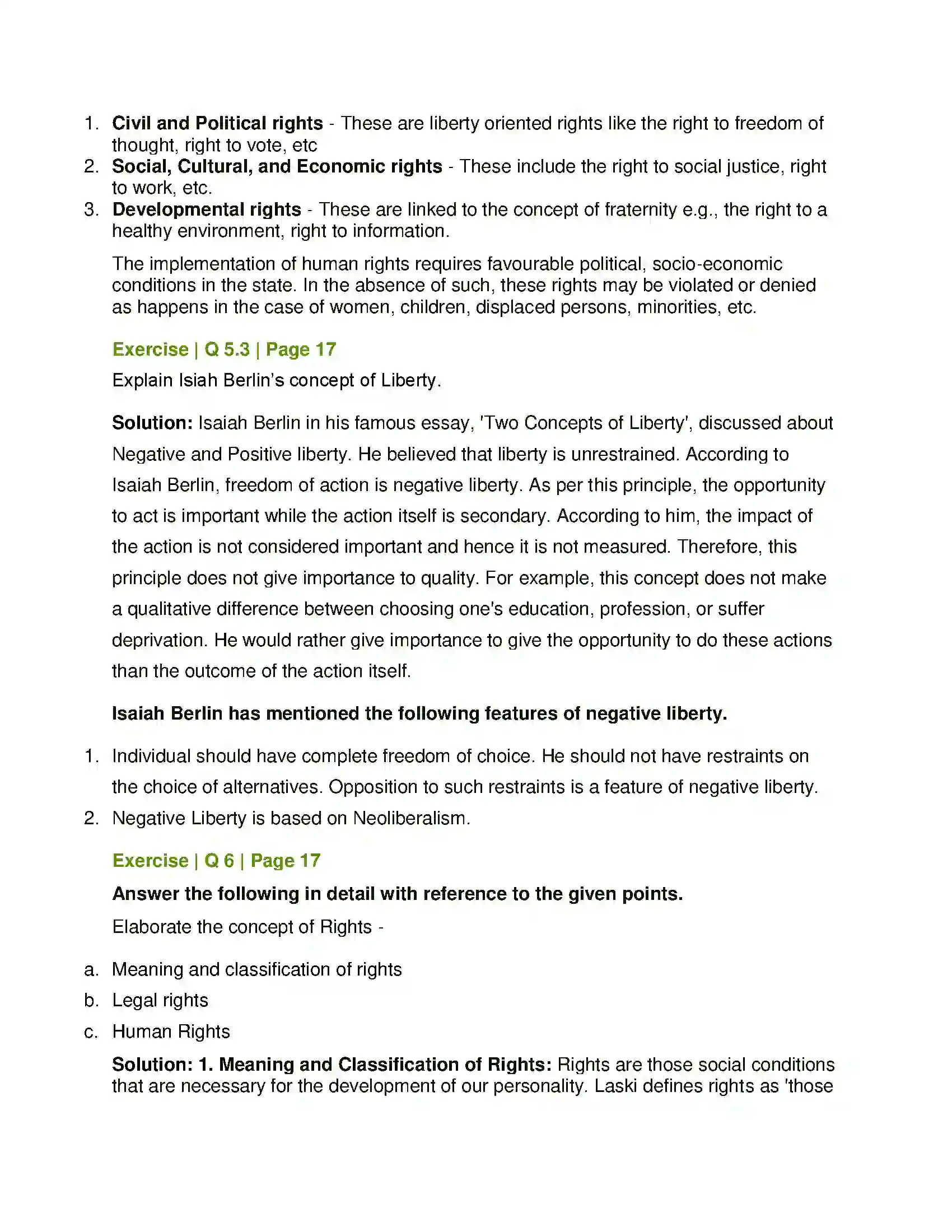 Maharashtra Board Class 11th Political Science Liberty and Rights Solution 5
