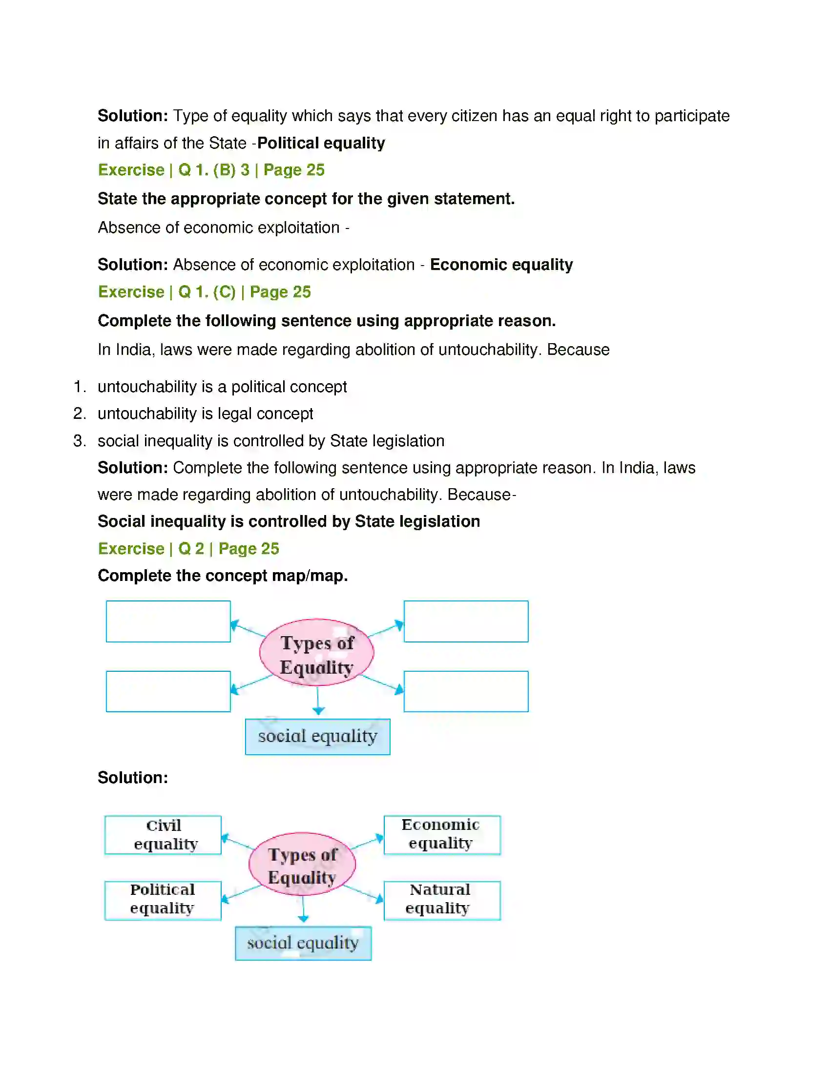 Maharashtra Board Class 11th Political Science Equality and Justice Solution 2