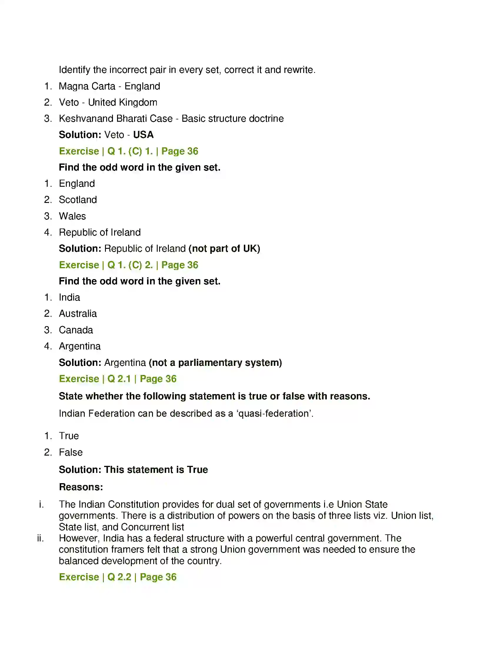 Maharashtra Board Class 11th Political Science Constitutional Government Solution 2