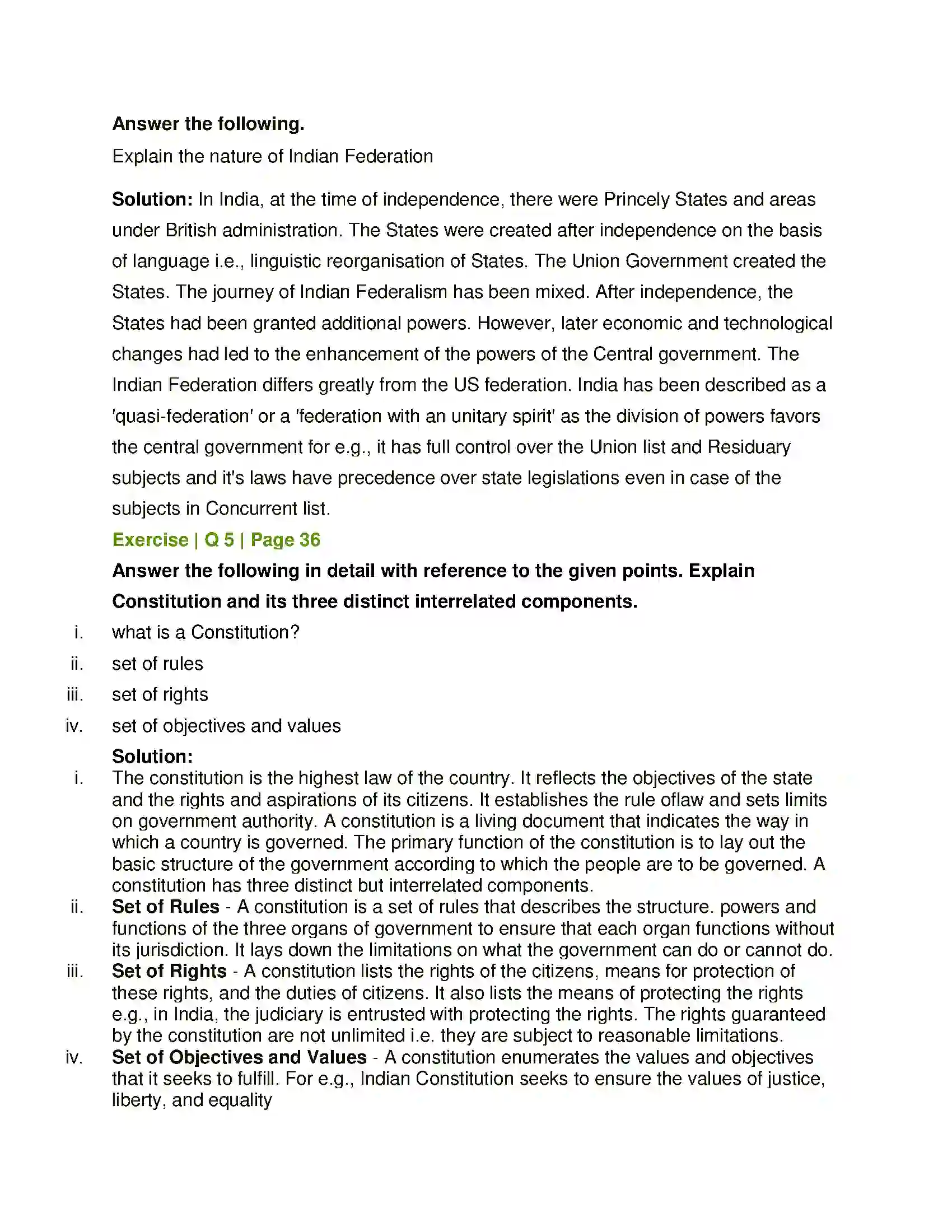 Maharashtra Board Class 11th Political Science Constitutional Government Solution 5