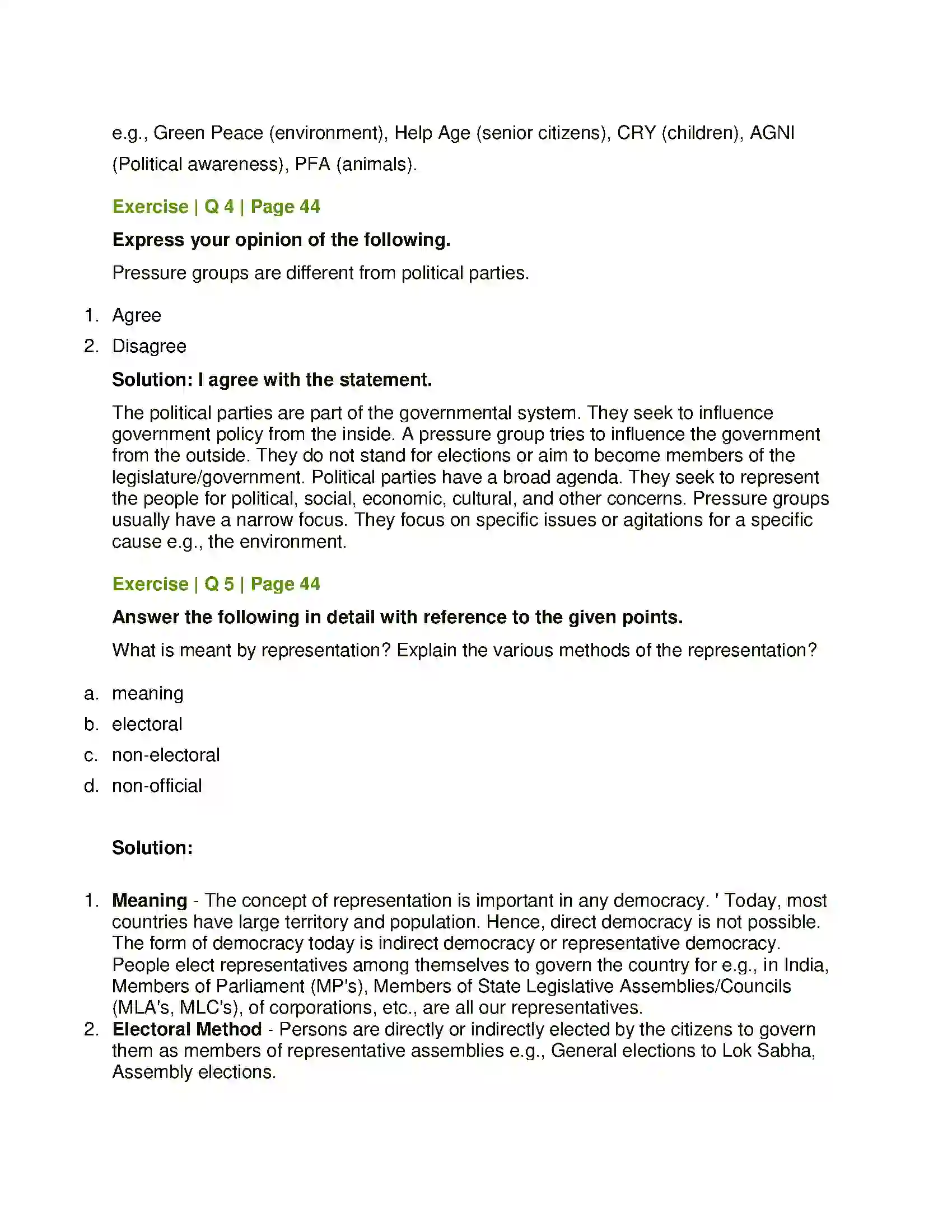 Maharashtra Board Class 11th Political Science Concept of Representation Solution 3