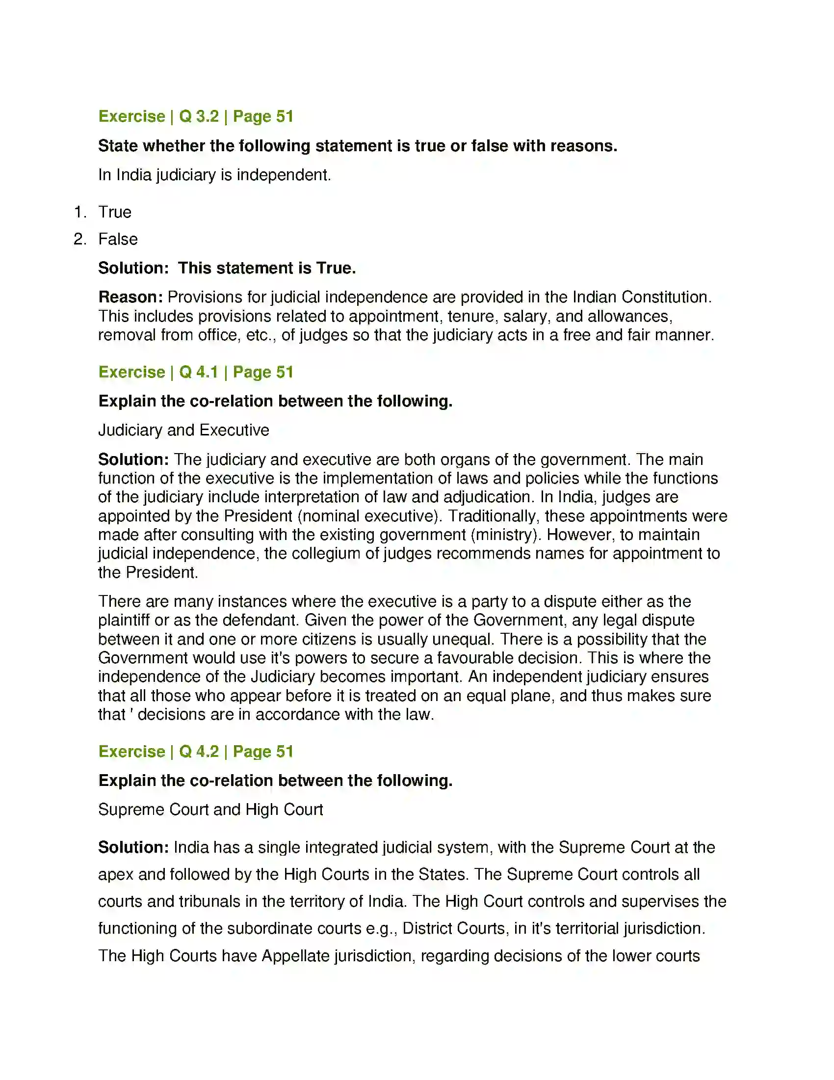 Maharashtra Board Class 11th Political Science Role of the Judiciary Solution 3