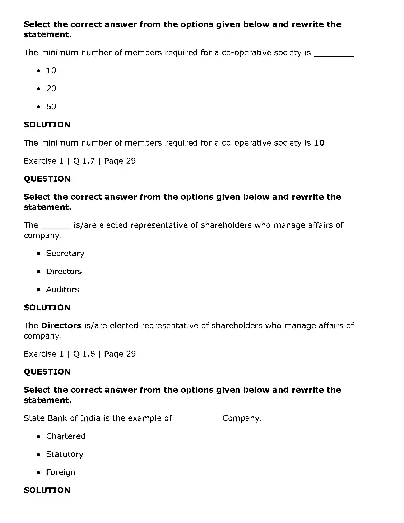 Maharashtra Board Class 11th Secretarial Practice Joint Stock Company Solution 3