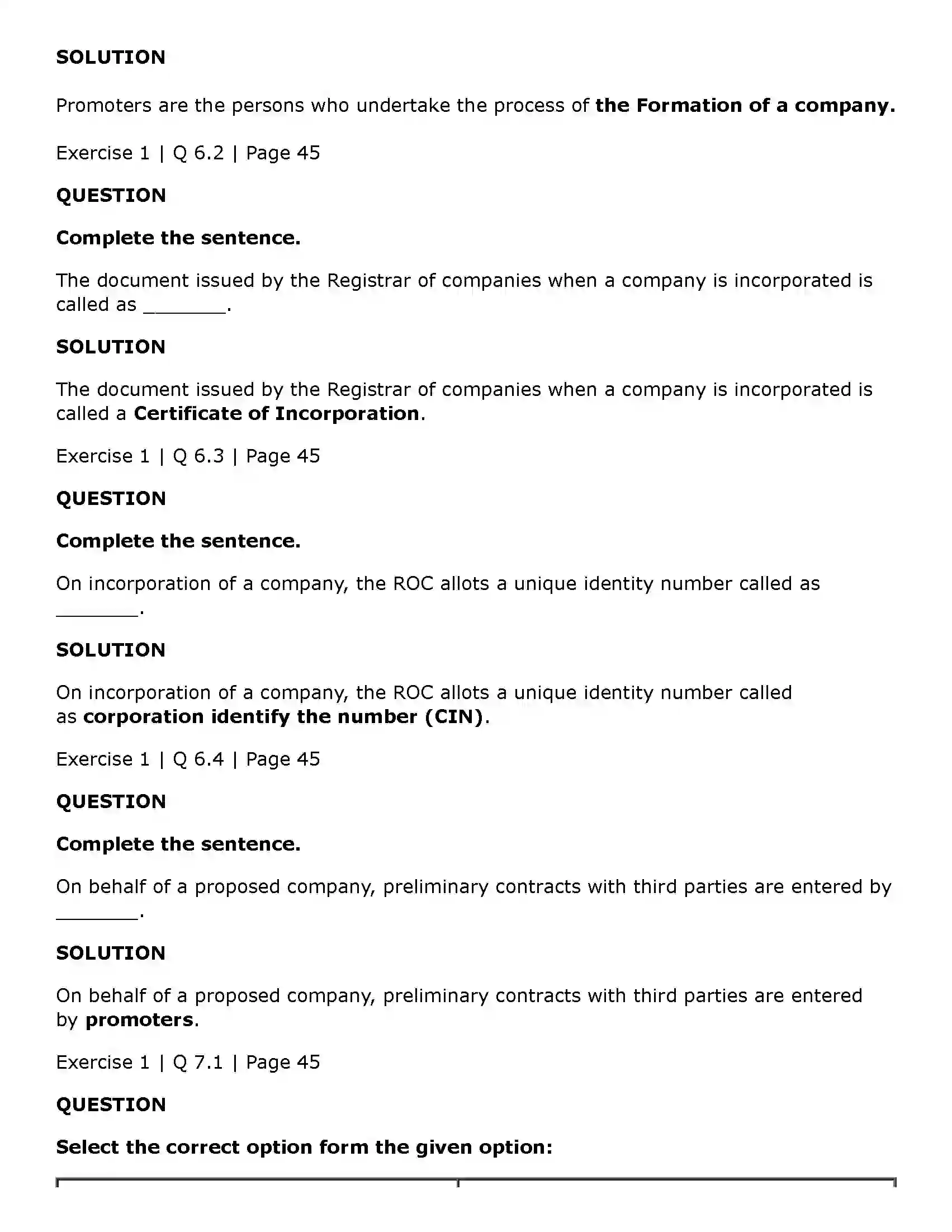 Maharashtra Board Class 11th Secretarial Practice Formation of a Company Solution 10