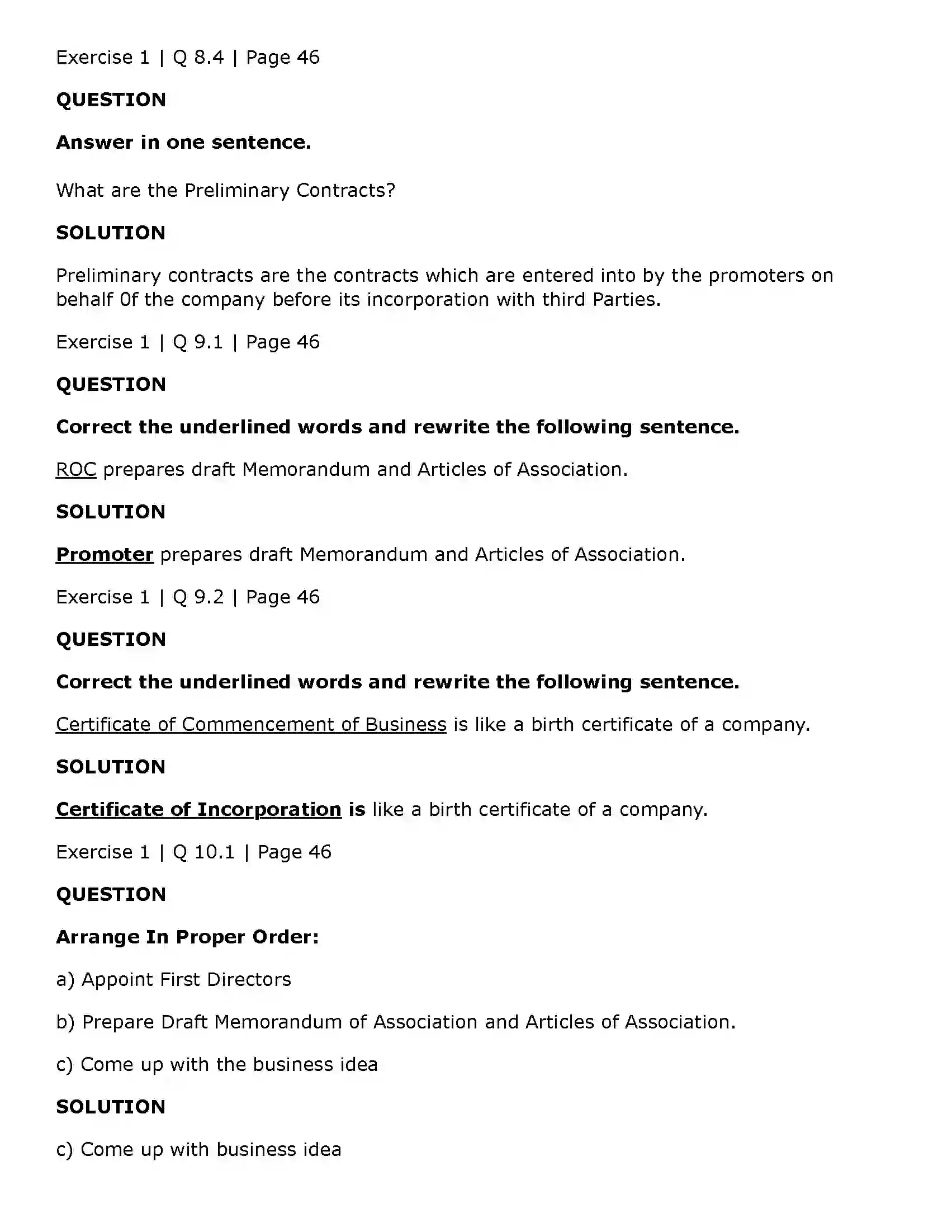 Maharashtra Board Class 11th Secretarial Practice Formation of a Company Solution 14