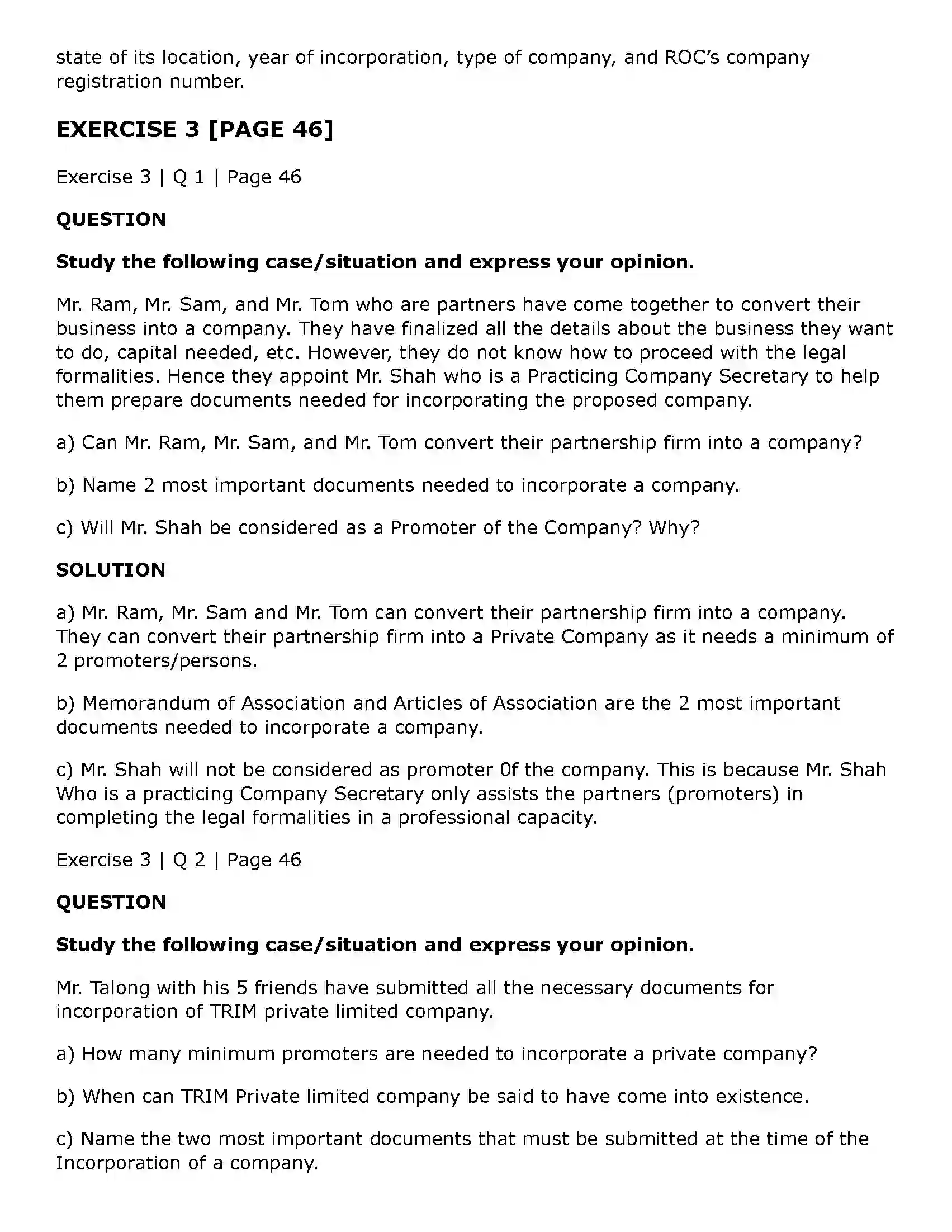 Maharashtra Board Class 11th Secretarial Practice Formation of a Company Solution 18