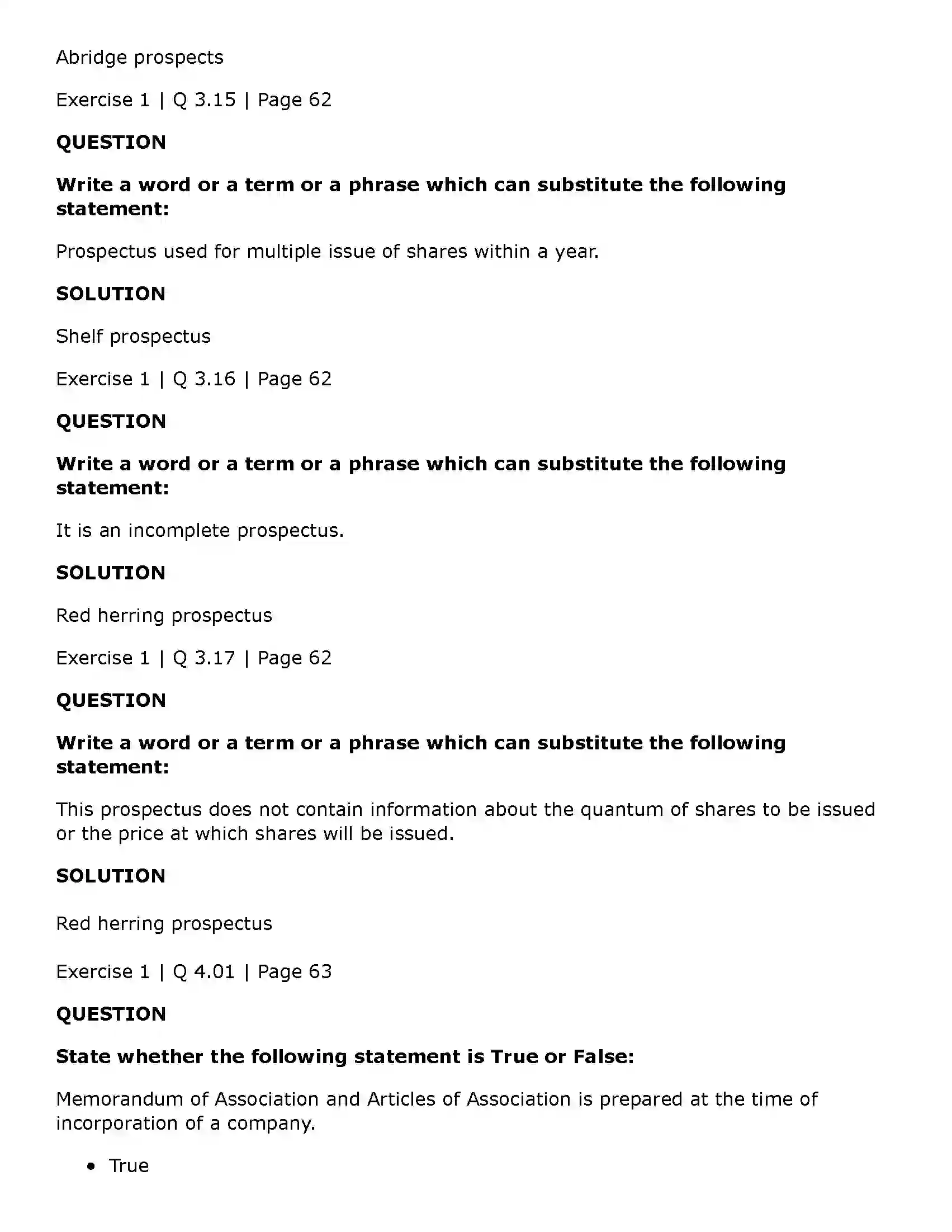 Maharashtra Board Class 11th Secretarial Practice Documents Related to Formation of a Company Solution 10