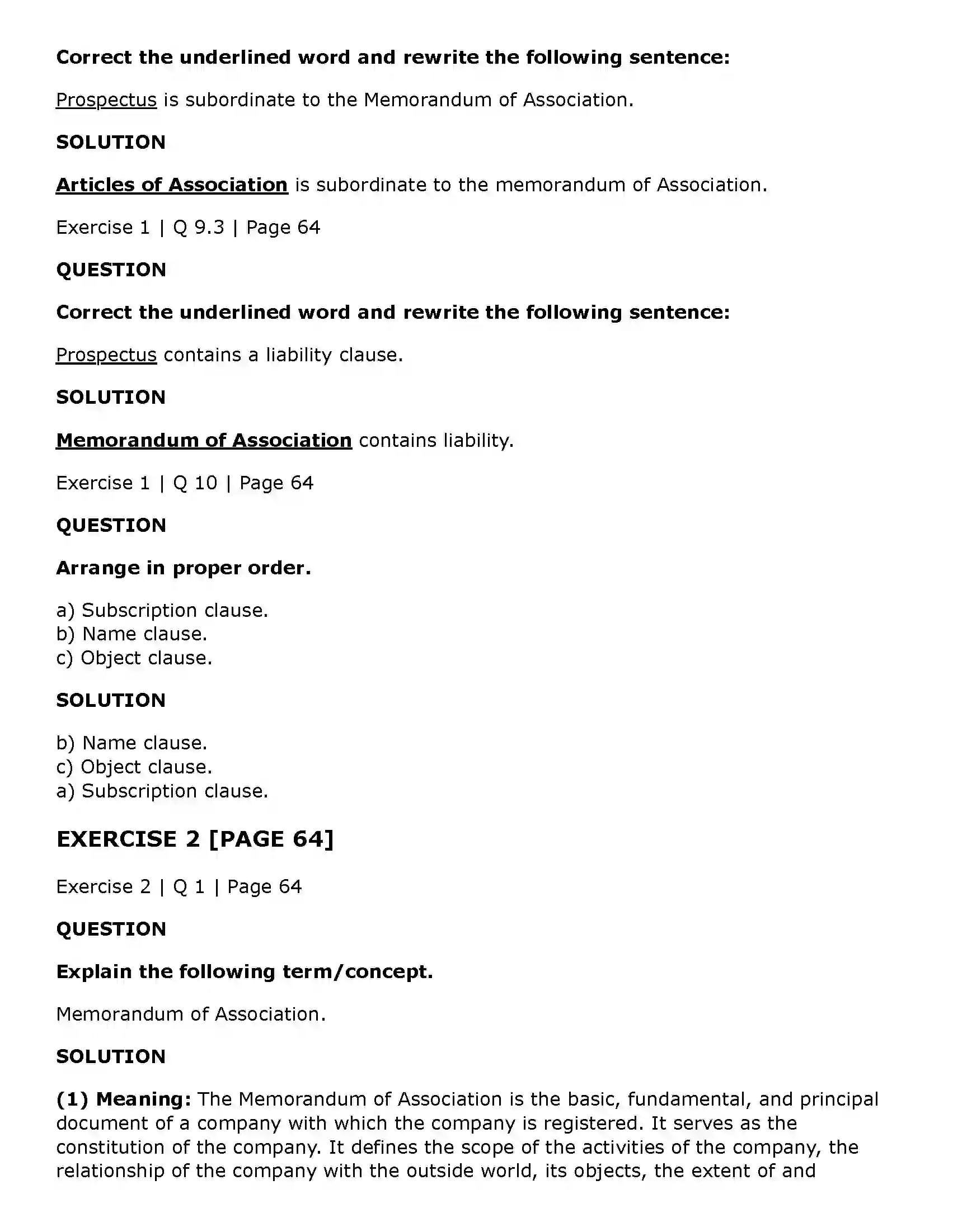 Maharashtra Board Class 11th Secretarial Practice Documents Related to Formation of a Company Solution 21