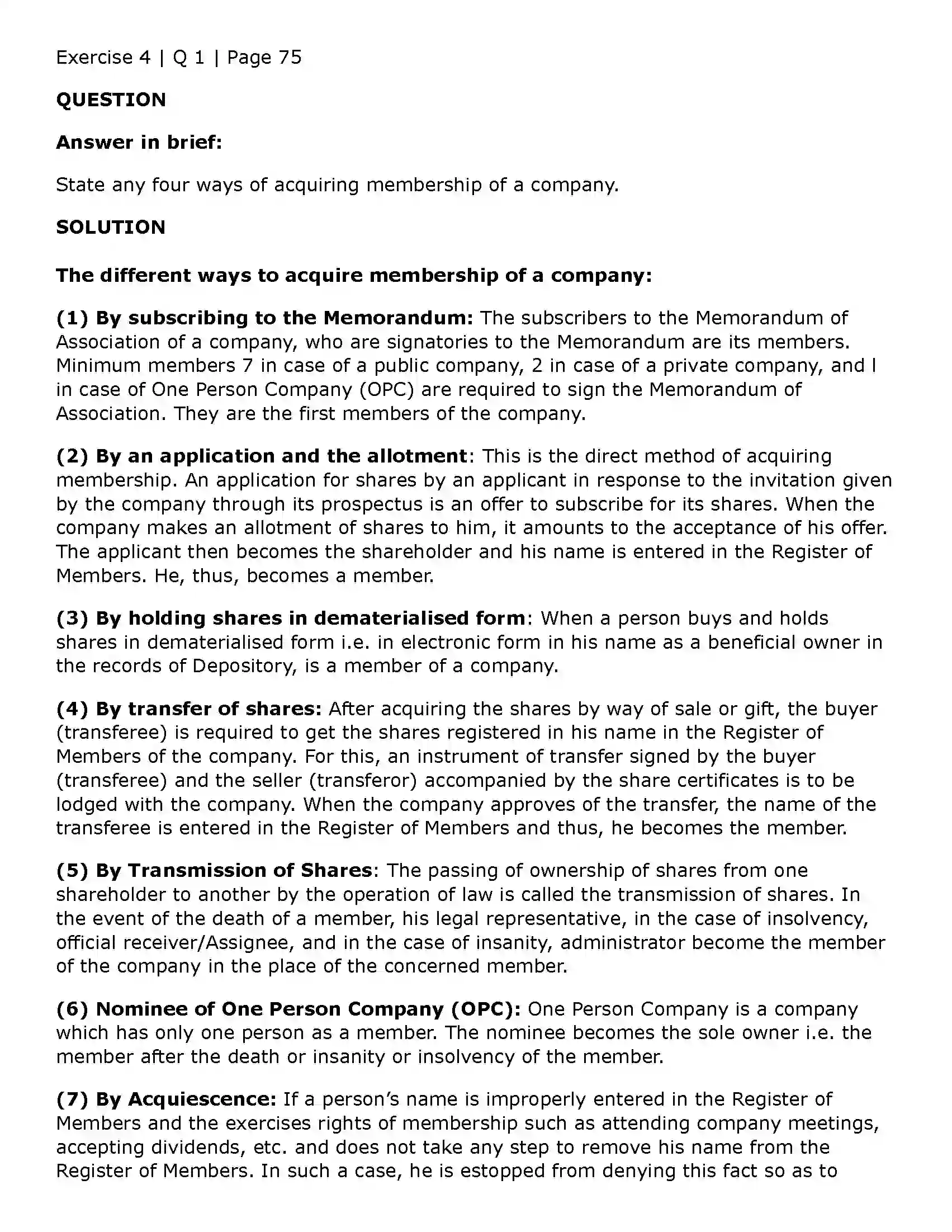 Maharashtra Board Class 11th Secretarial Practice Members of a Company Solution 16