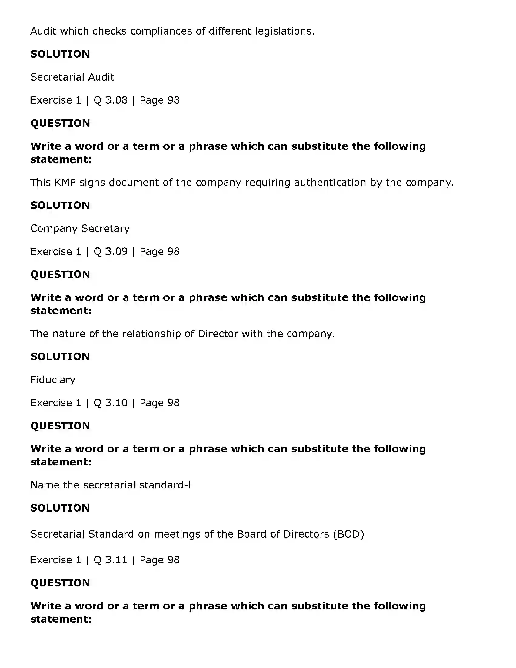 Maharashtra Board Class 11th Secretarial Practice Directors & Key Managerial Personnel of a Company Solution 10