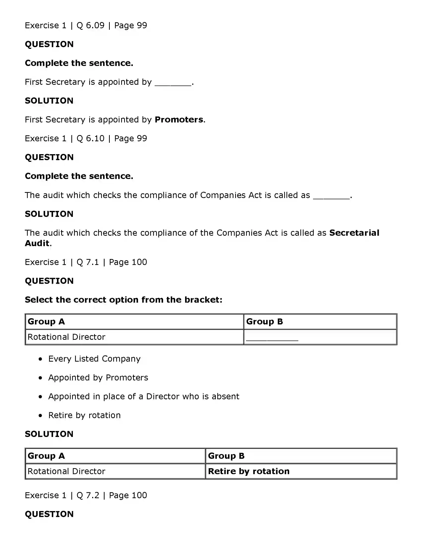 Maharashtra Board Class 11th Secretarial Practice Directors & Key Managerial Personnel of a Company Solution 18