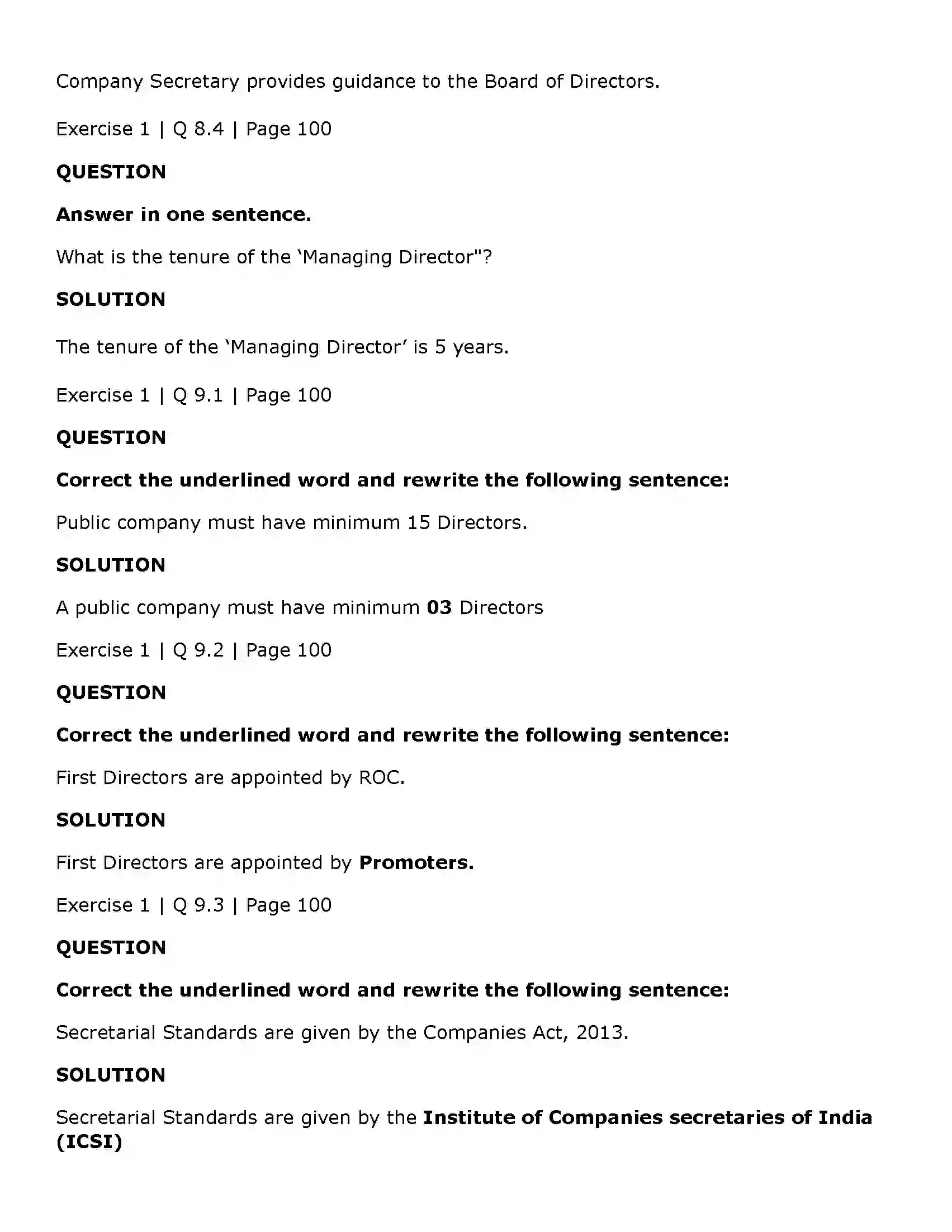 Maharashtra Board Class 11th Secretarial Practice Directors & Key Managerial Personnel of a Company Solution 21