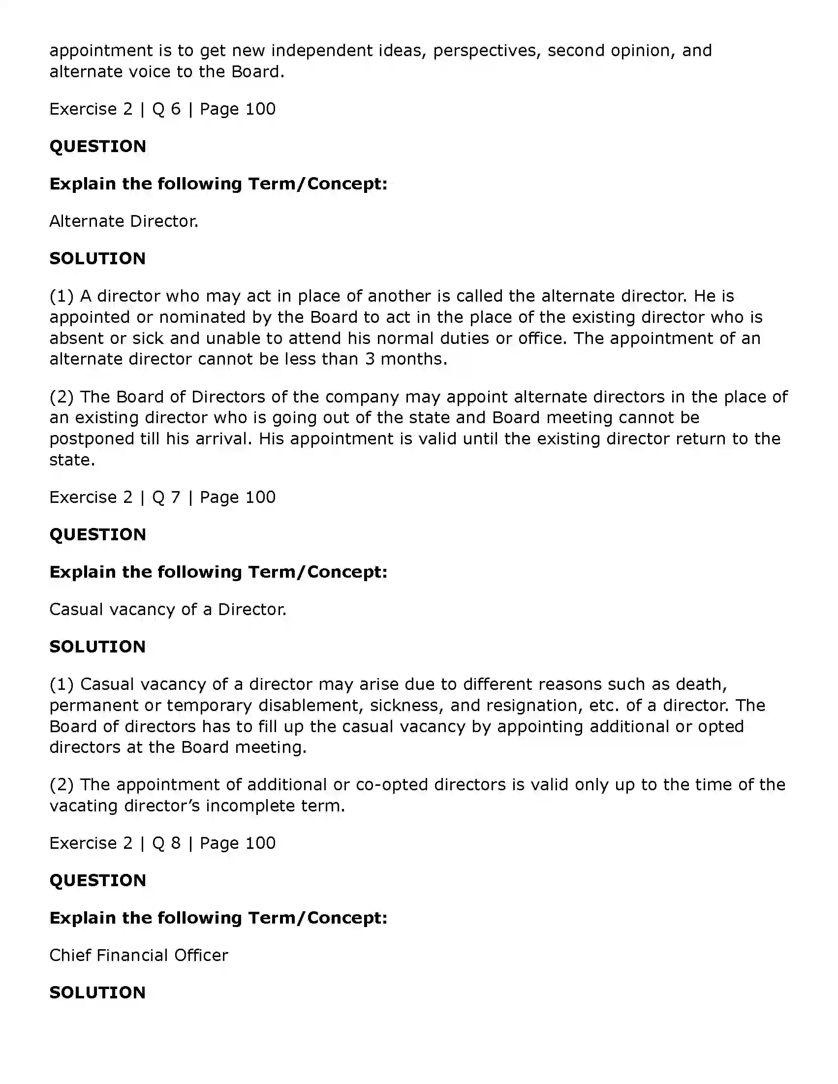 Maharashtra Board Class 11th Secretarial Practice Directors & Key Managerial Personnel of a Company Solution 24