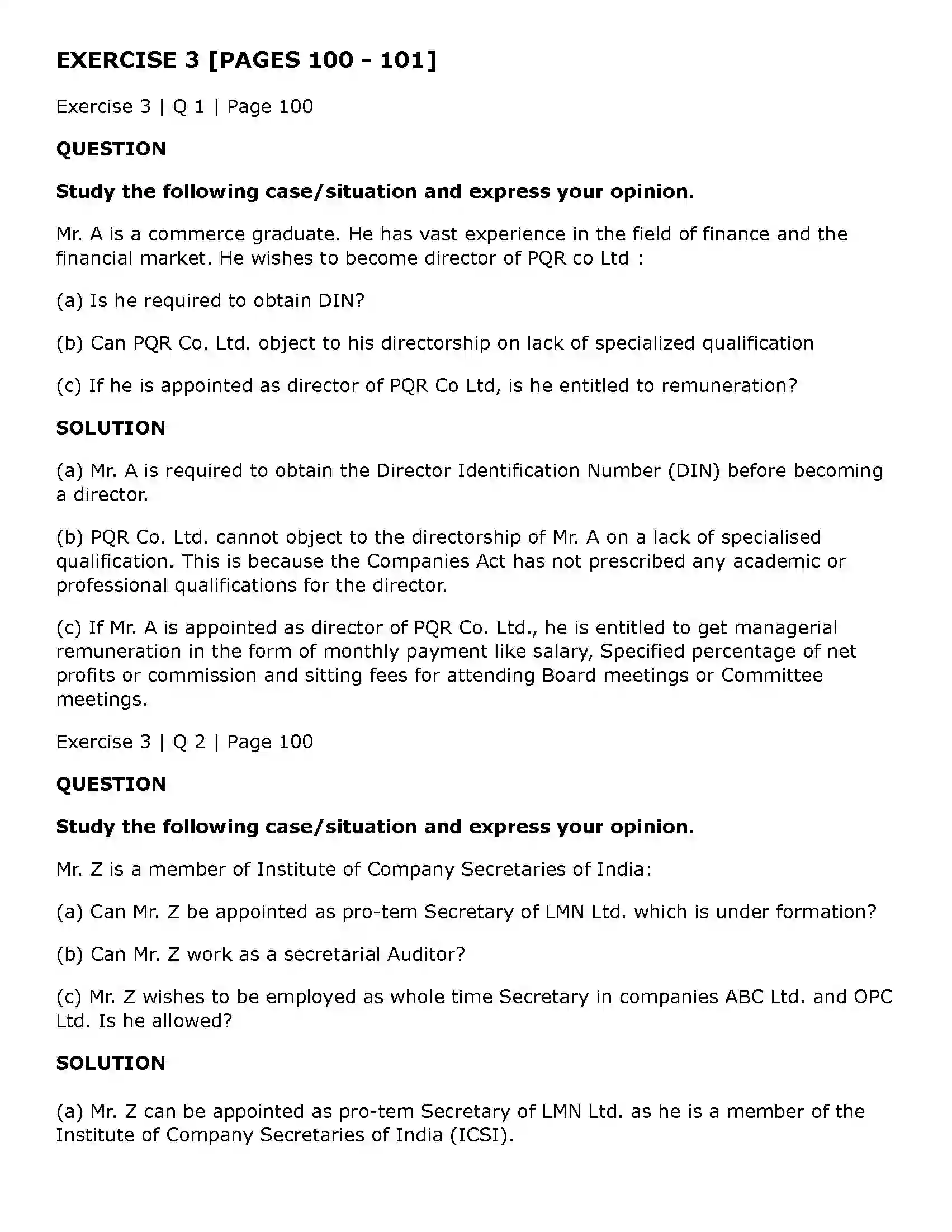 Maharashtra Board Class 11th Secretarial Practice Directors & Key Managerial Personnel of a Company Solution 27