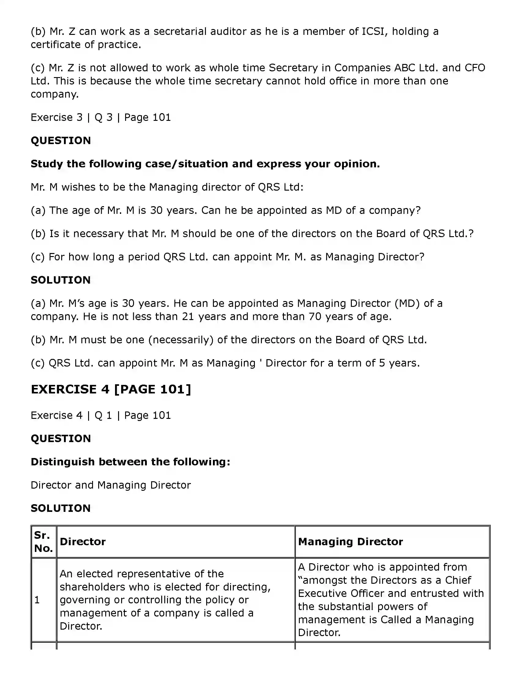 Maharashtra Board Class 11th Secretarial Practice Directors & Key Managerial Personnel of a Company Solution 28