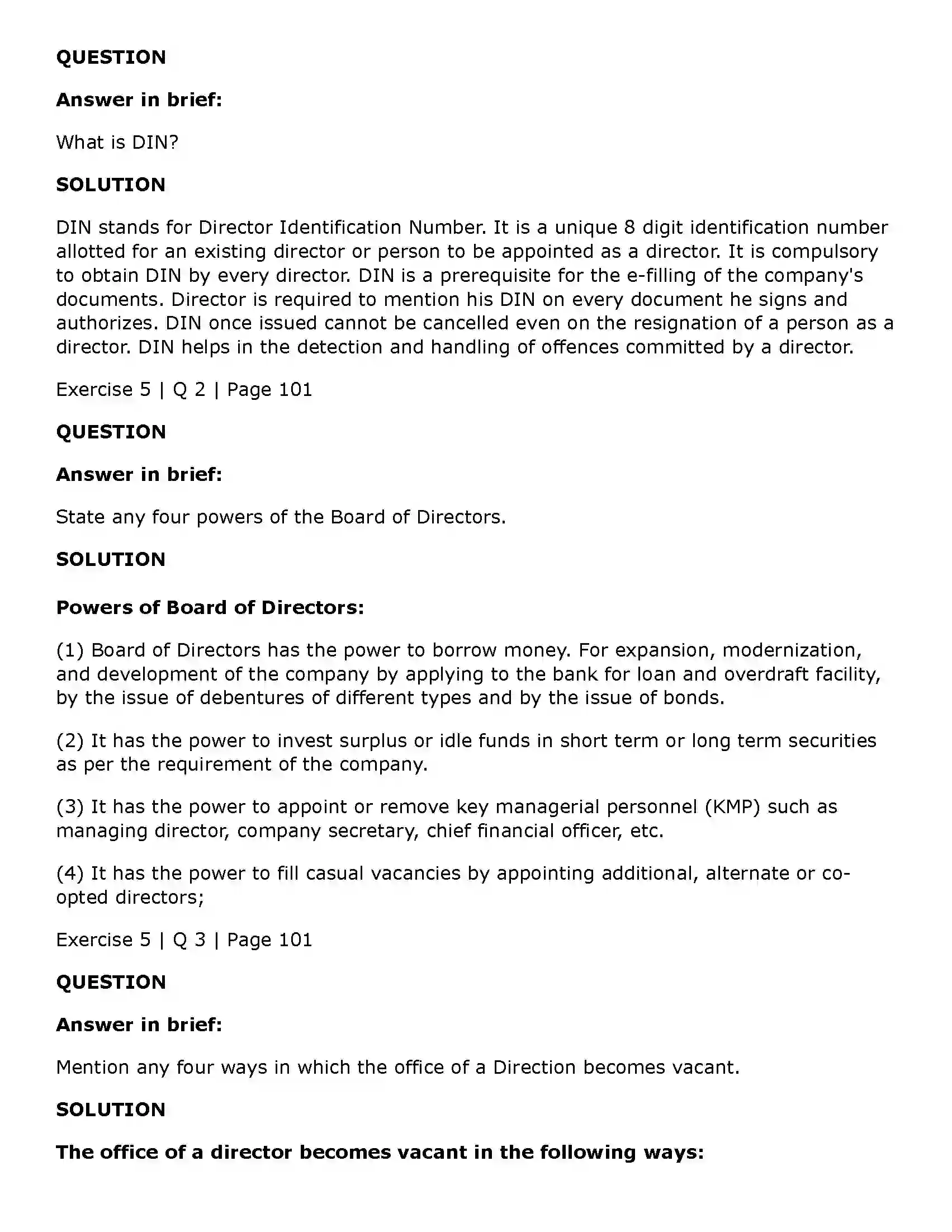 Maharashtra Board Class 11th Secretarial Practice Directors & Key Managerial Personnel of a Company Solution 31