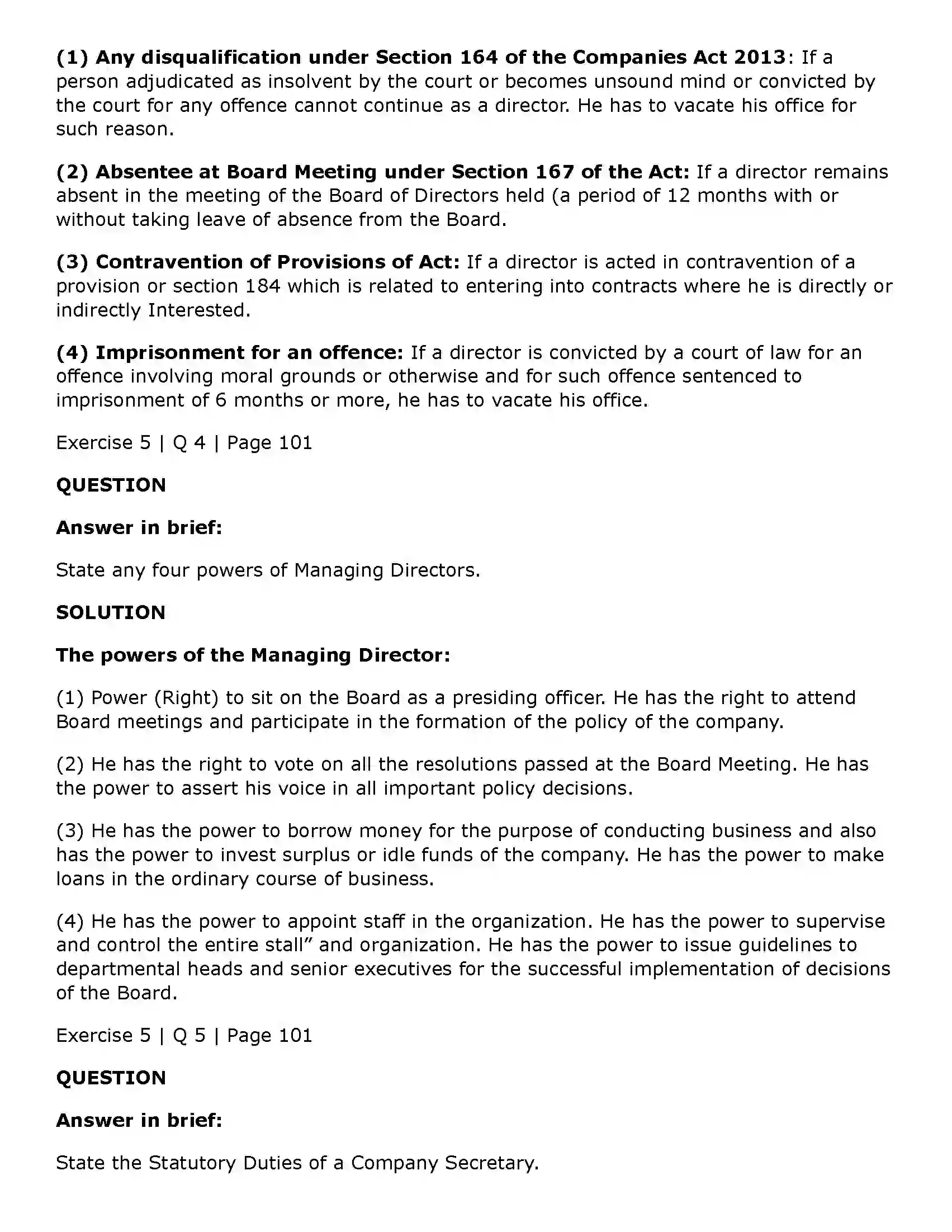Maharashtra Board Class 11th Secretarial Practice Directors & Key Managerial Personnel of a Company Solution 32