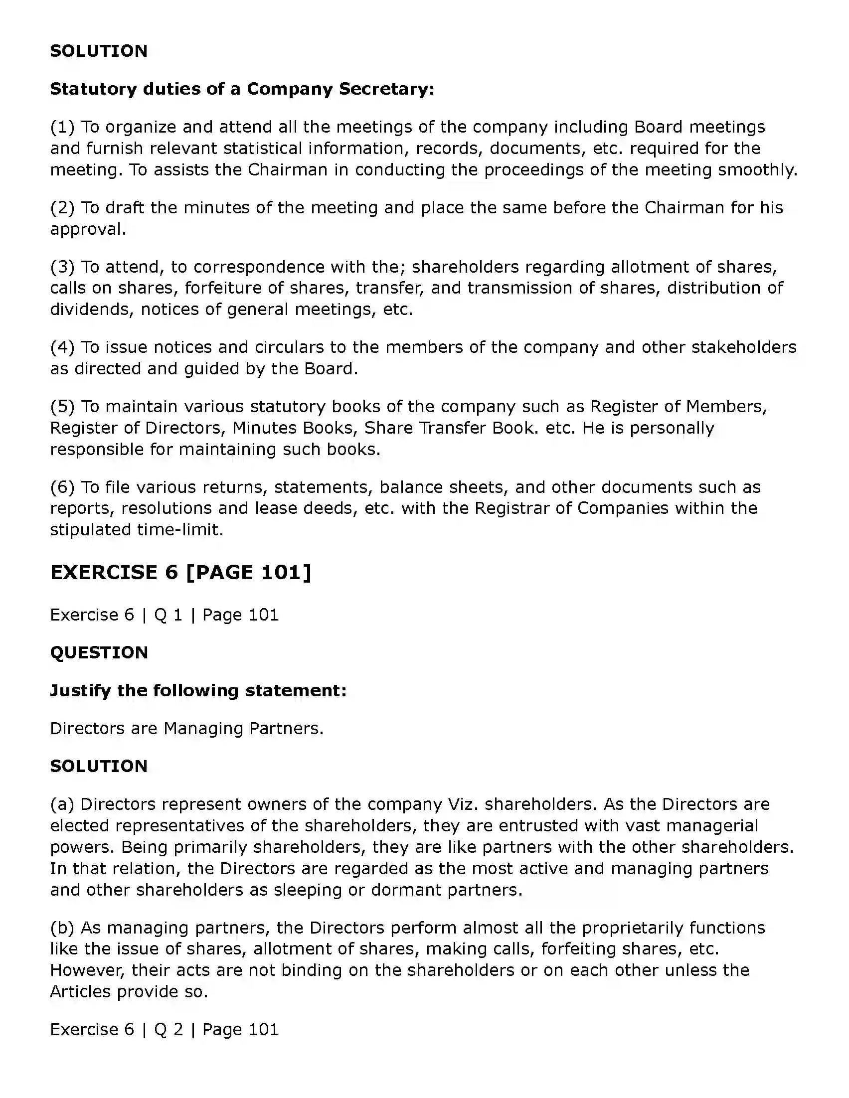 Maharashtra Board Class 11th Secretarial Practice Directors & Key Managerial Personnel of a Company Solution 33