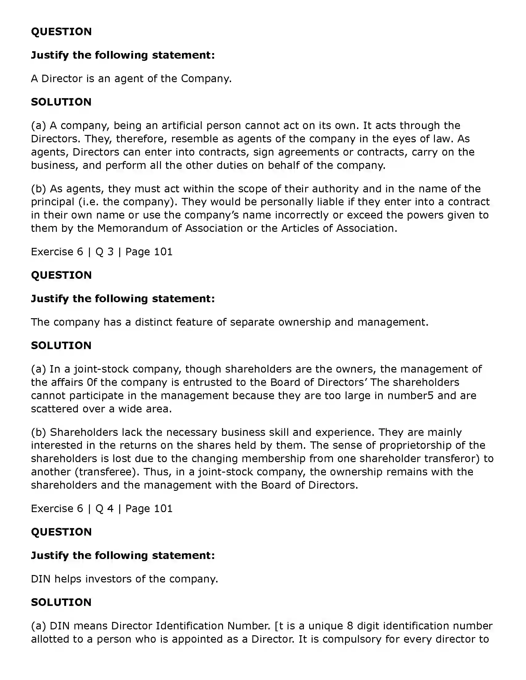 Maharashtra Board Class 11th Secretarial Practice Directors & Key Managerial Personnel of a Company Solution 34