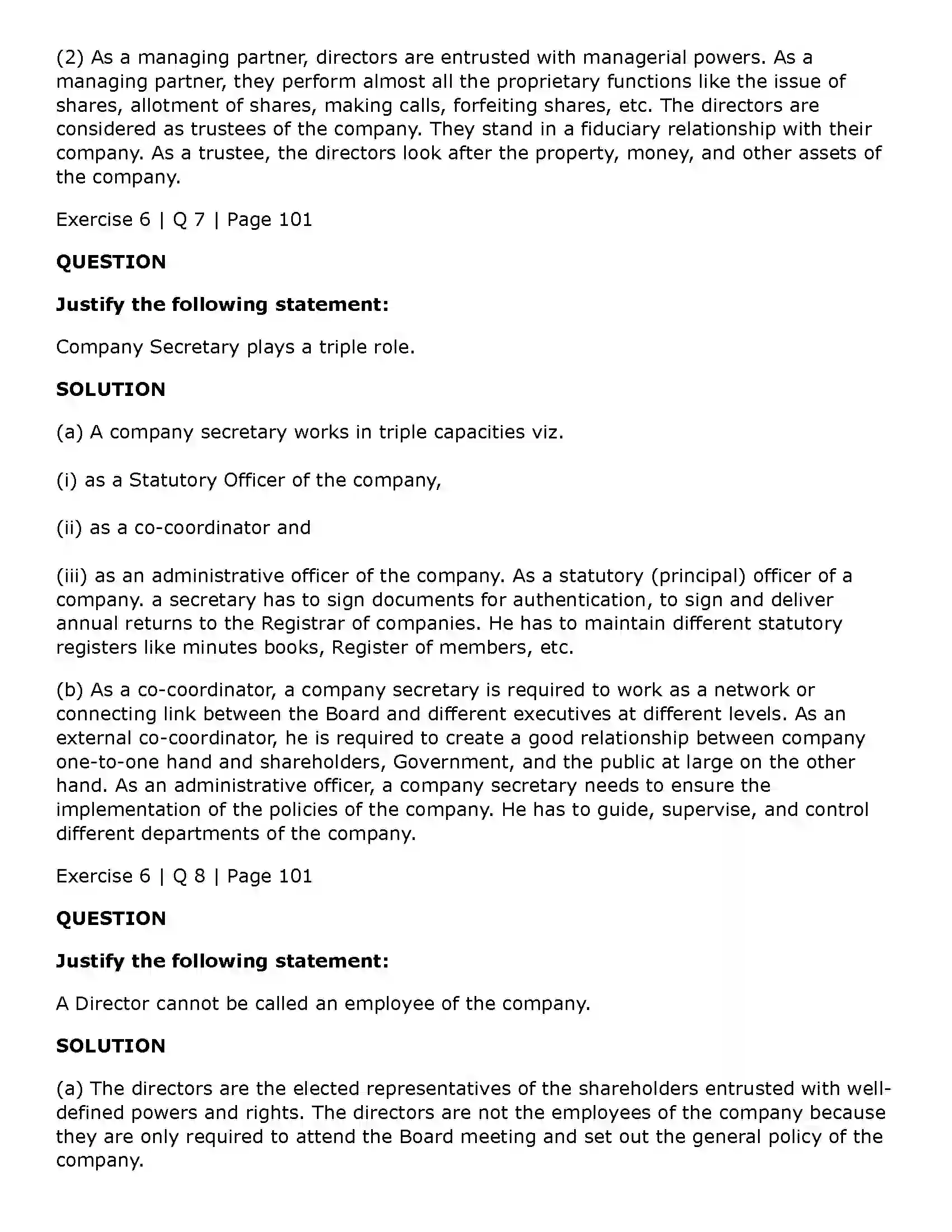 Maharashtra Board Class 11th Secretarial Practice Directors & Key Managerial Personnel of a Company Solution 36