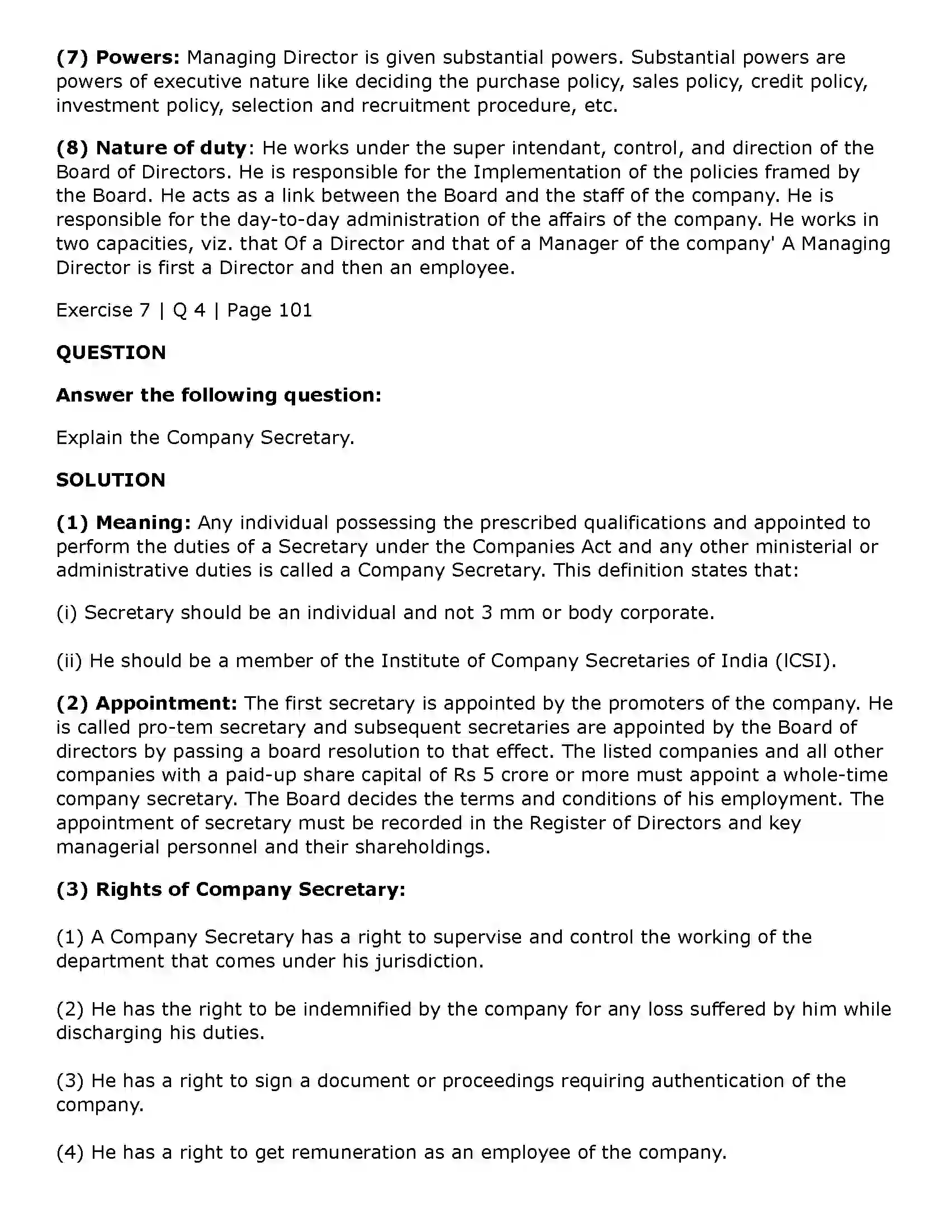 Maharashtra Board Class 11th Secretarial Practice Directors & Key Managerial Personnel of a Company Solution 42