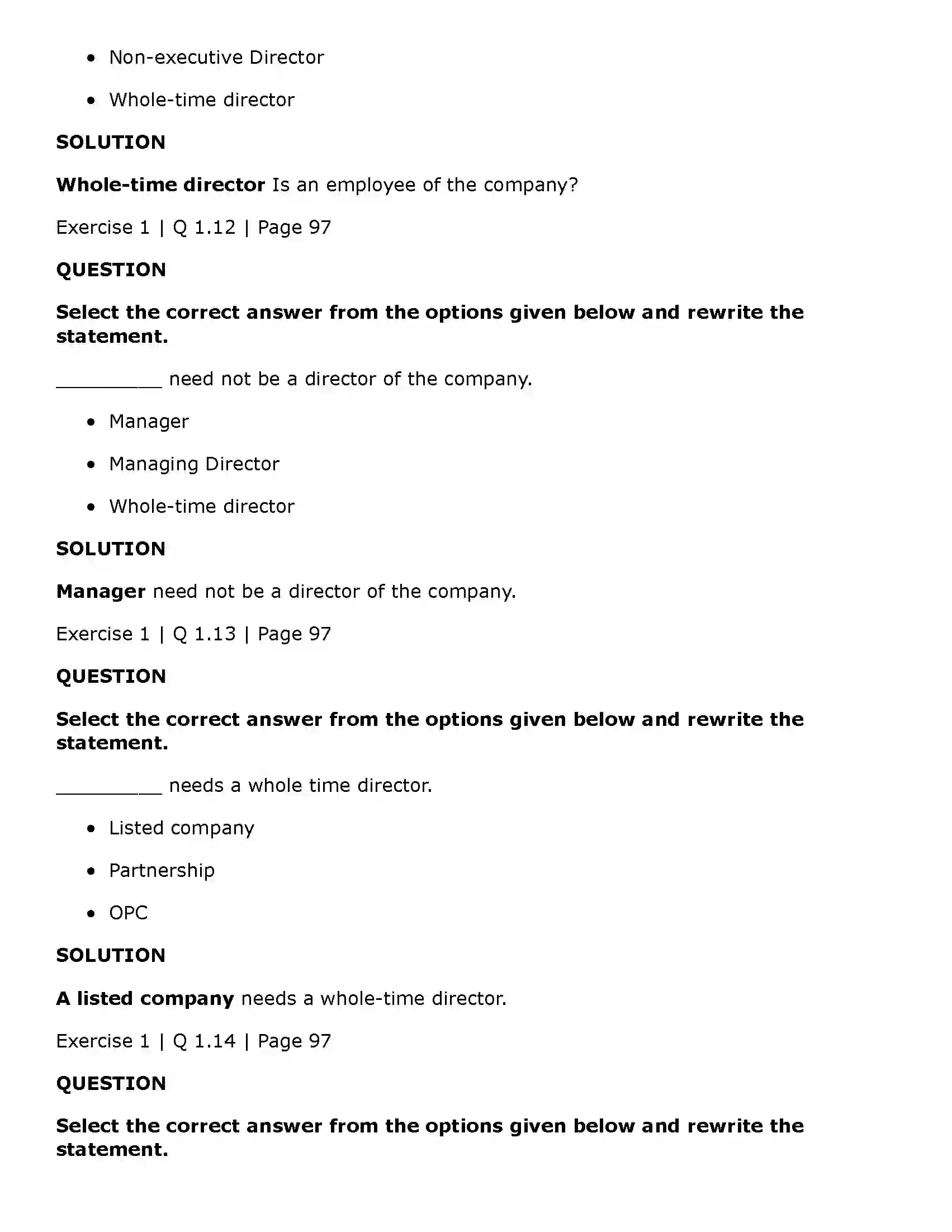 Maharashtra Board Class 11th Secretarial Practice Directors & Key Managerial Personnel of a Company Solution 5