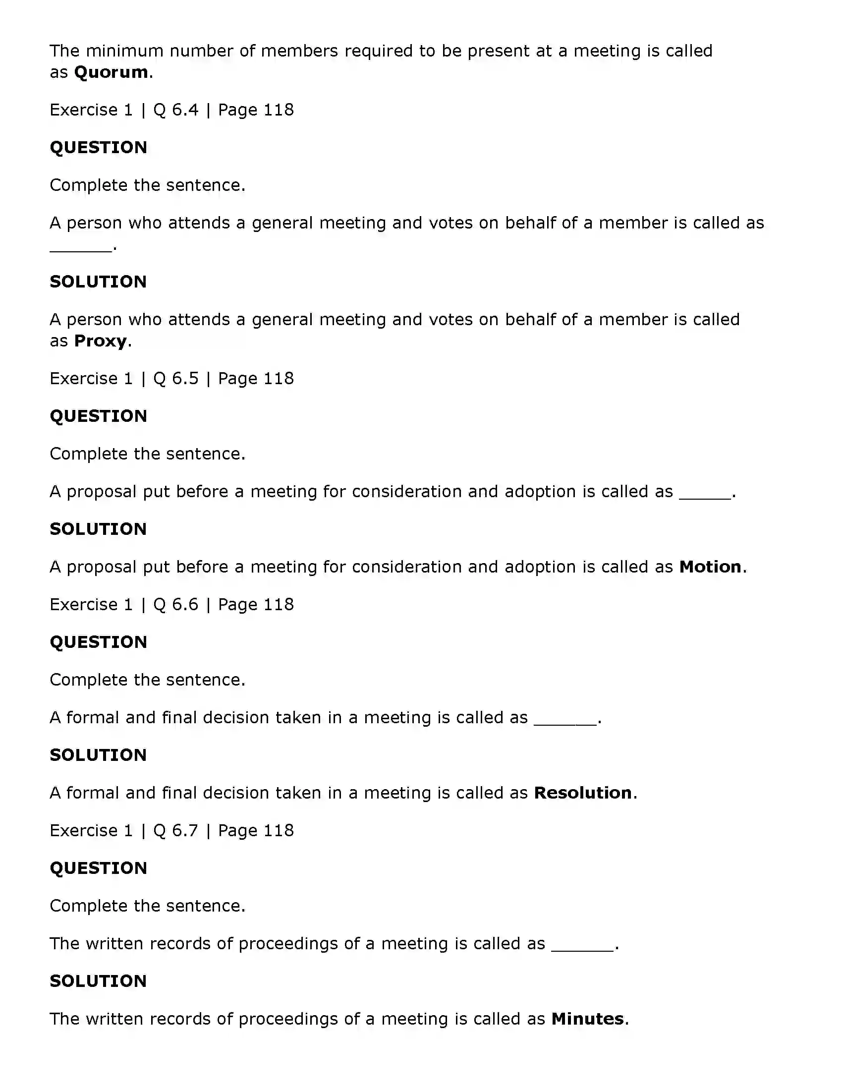 Maharashtra Board Class 11th Secretarial Practice Company Meetings - 1 Solution 10