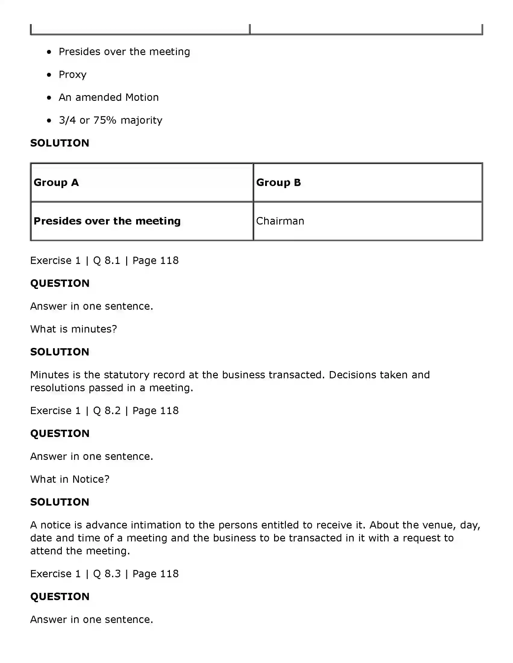 Maharashtra Board Class 11th Secretarial Practice Company Meetings - 1 Solution 13