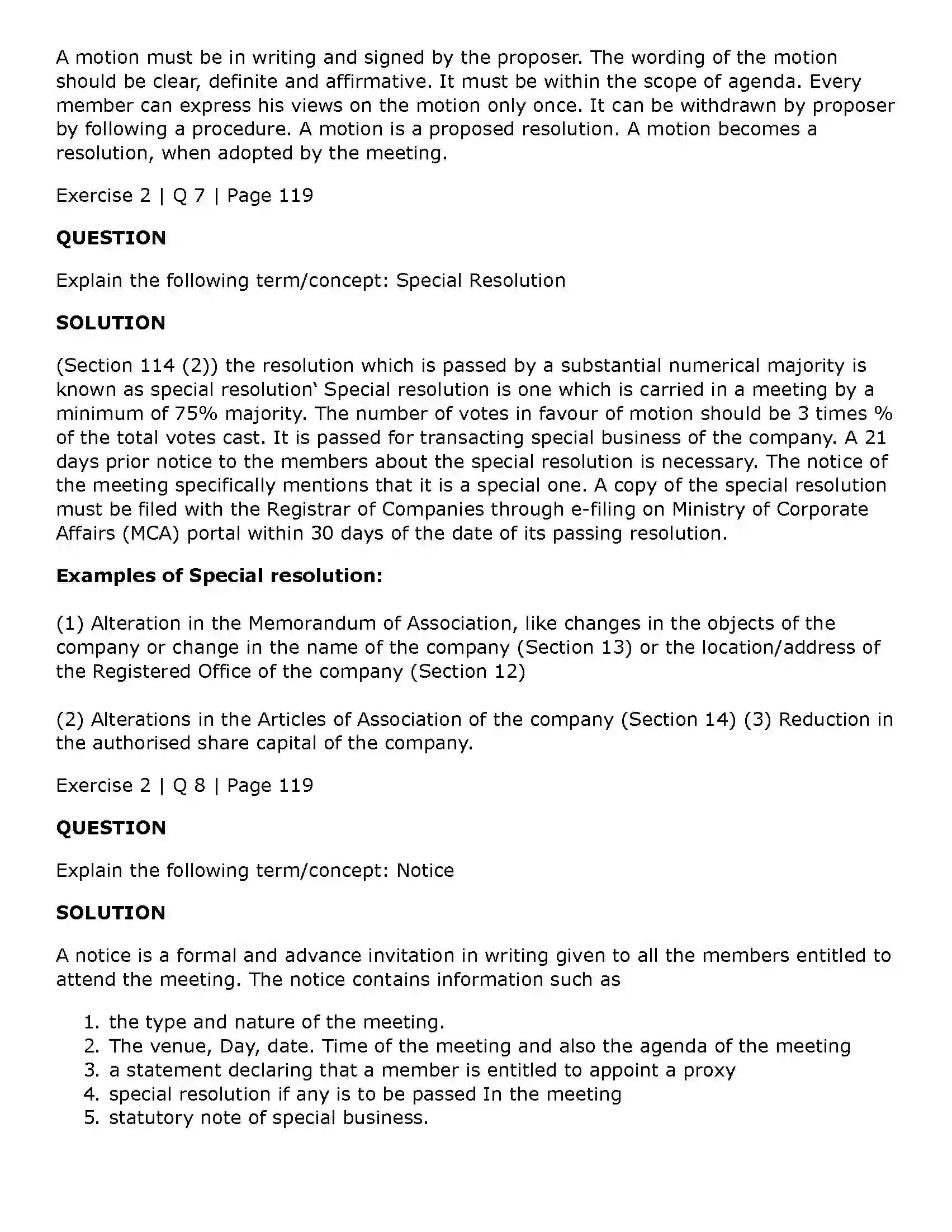 Maharashtra Board Class 11th Secretarial Practice Company Meetings - 1 Solution 19