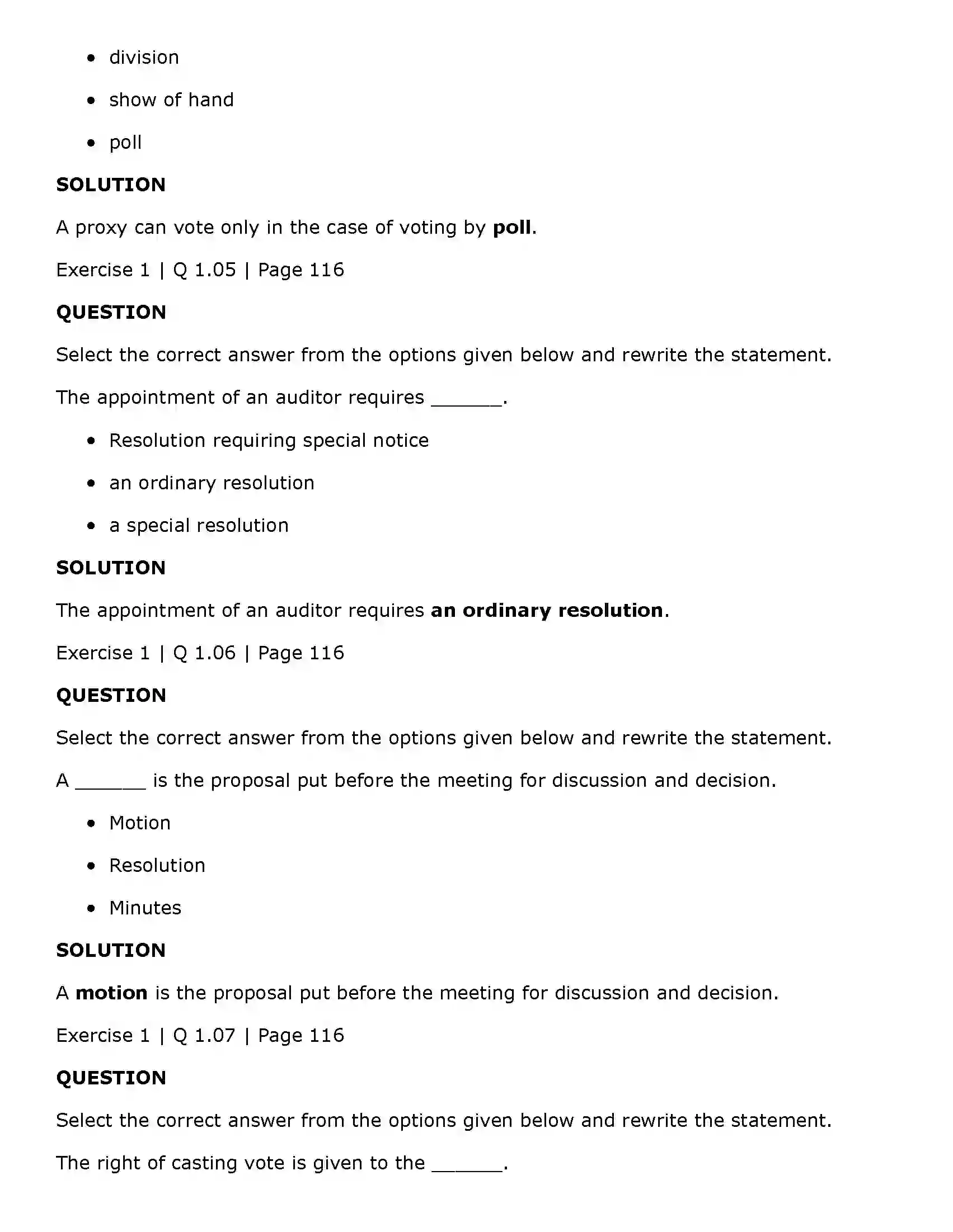 Maharashtra Board Class 11th Secretarial Practice Company Meetings - 1 Solution 2