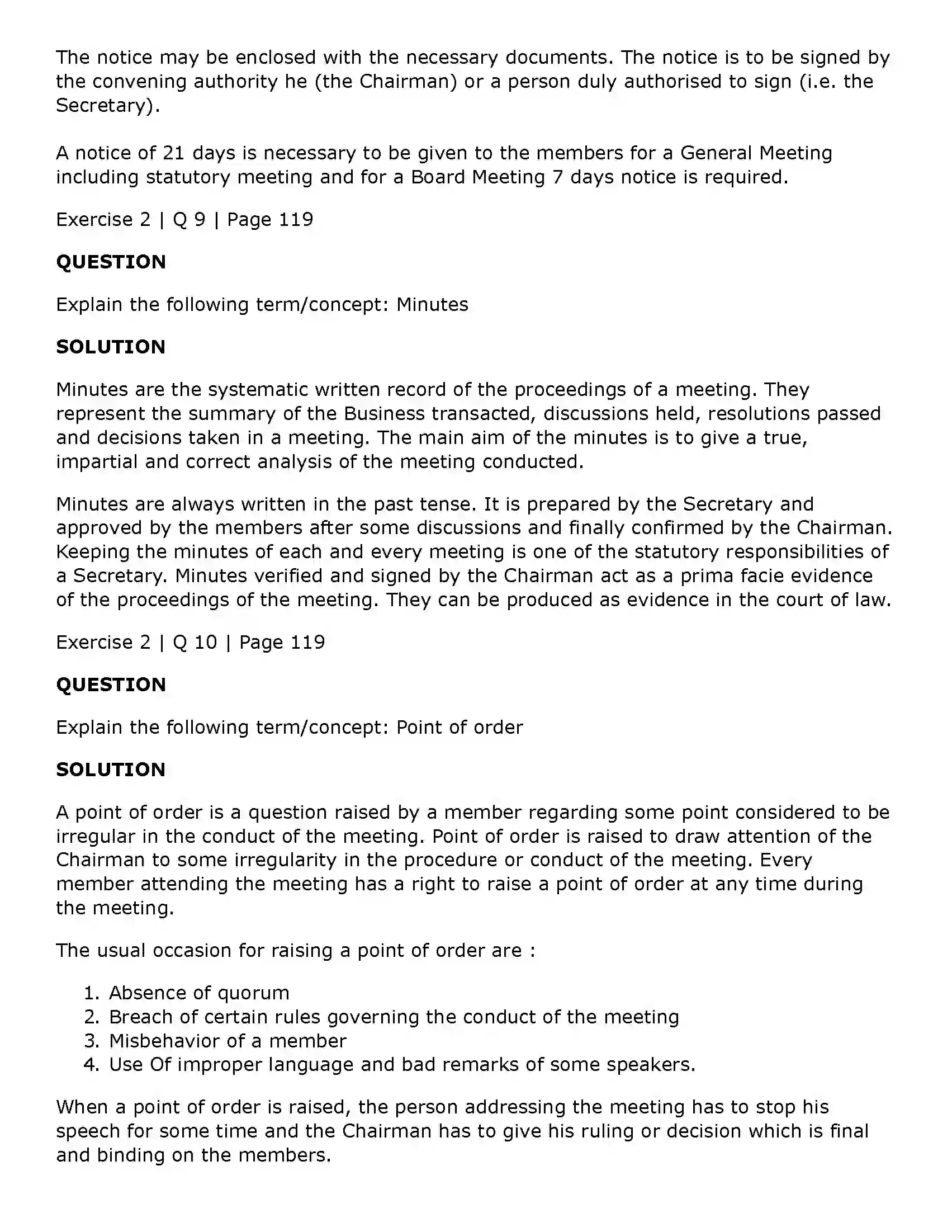 Maharashtra Board Class 11th Secretarial Practice Company Meetings - 1 Solution 20