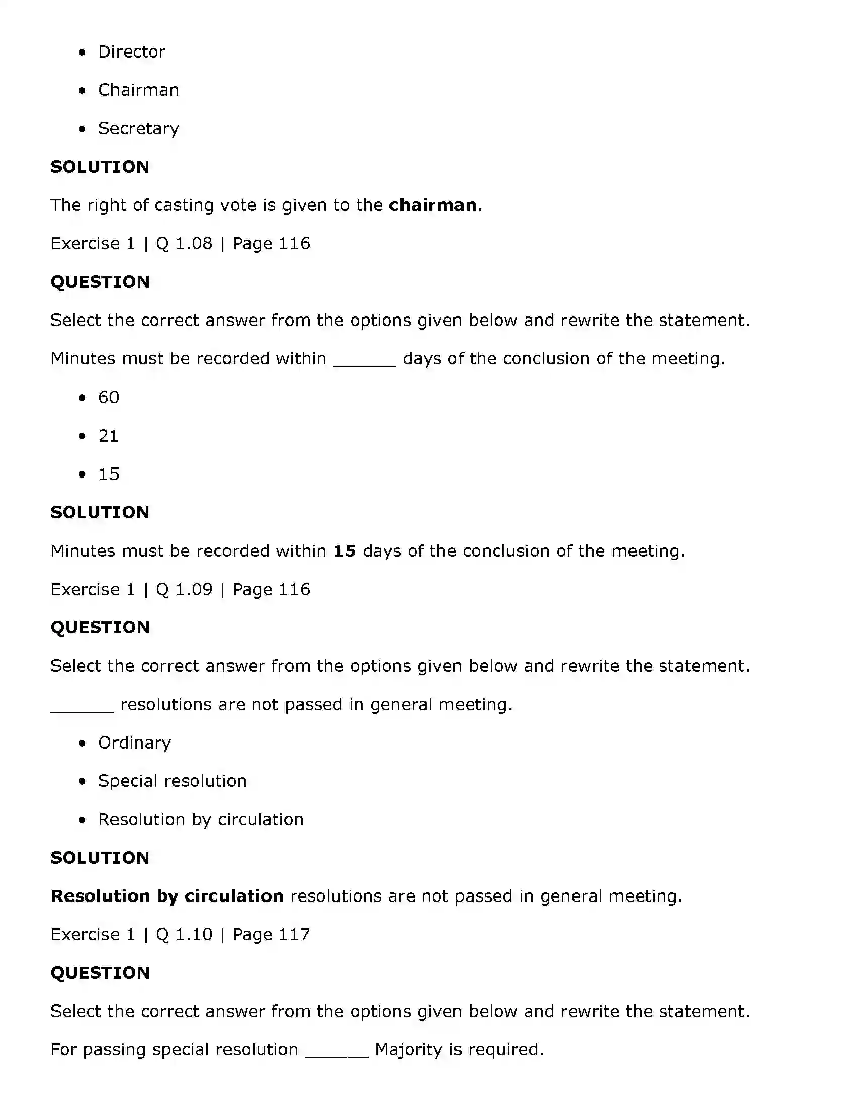 Maharashtra Board Class 11th Secretarial Practice Company Meetings - 1 Solution 3
