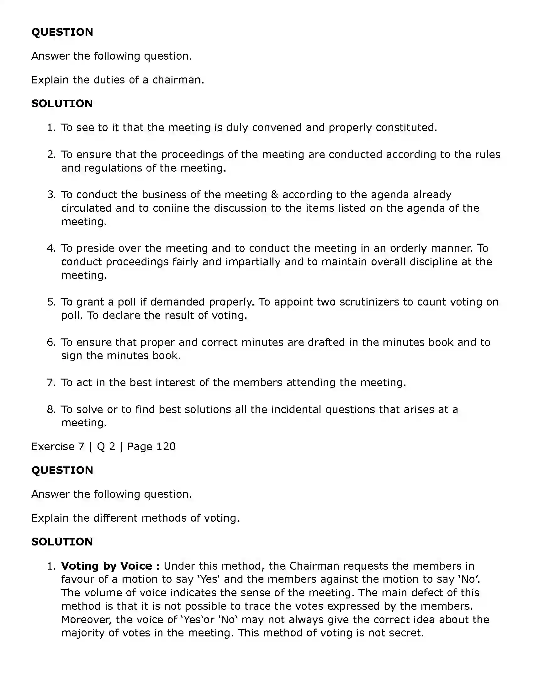 Maharashtra Board Class 11th Secretarial Practice Company Meetings - 1 Solution 33