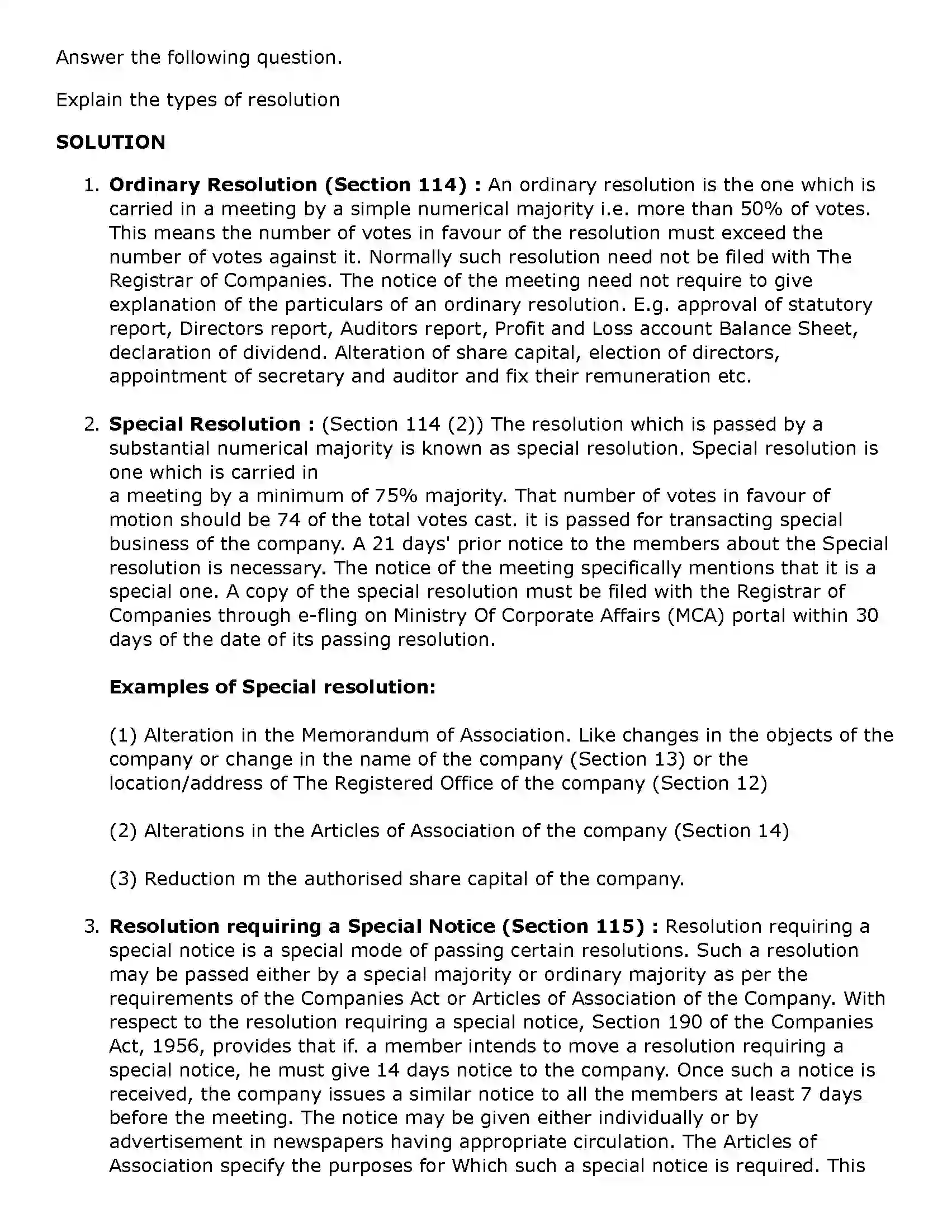 Maharashtra Board Class 11th Secretarial Practice Company Meetings - 1 Solution 35