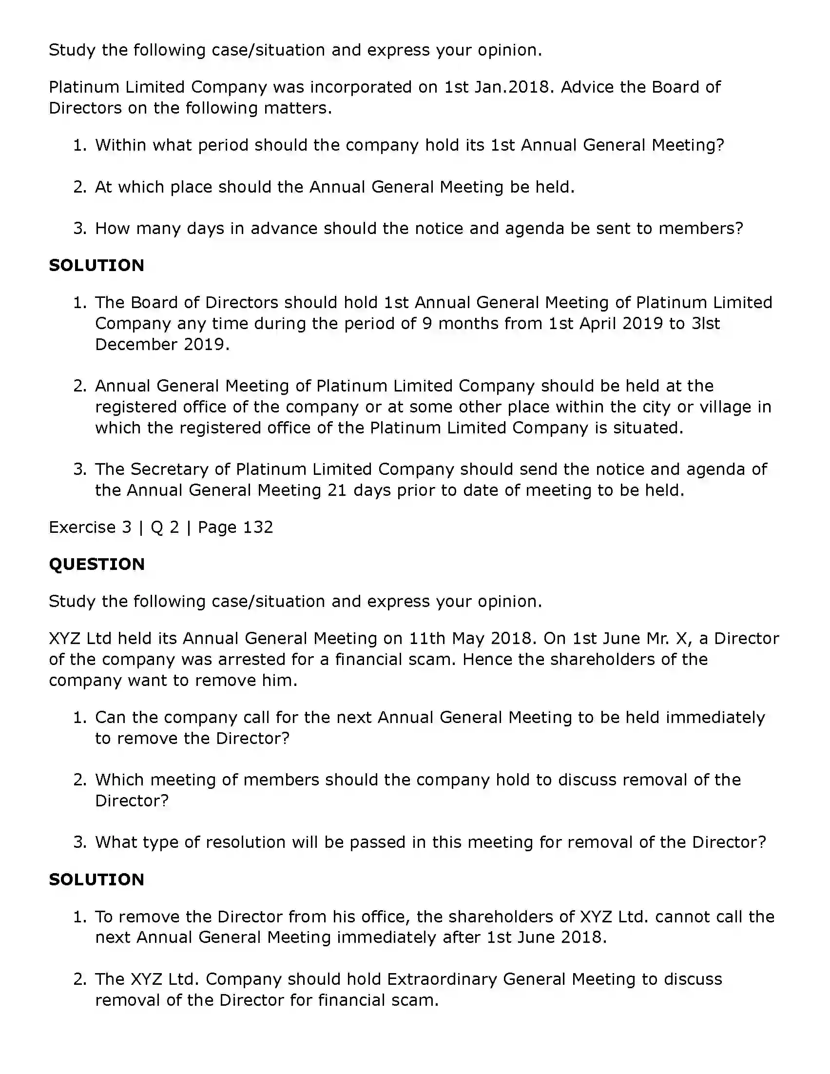 Maharashtra Board Class 11th Secretarial Practice Company Meetings - 2 Solution 18
