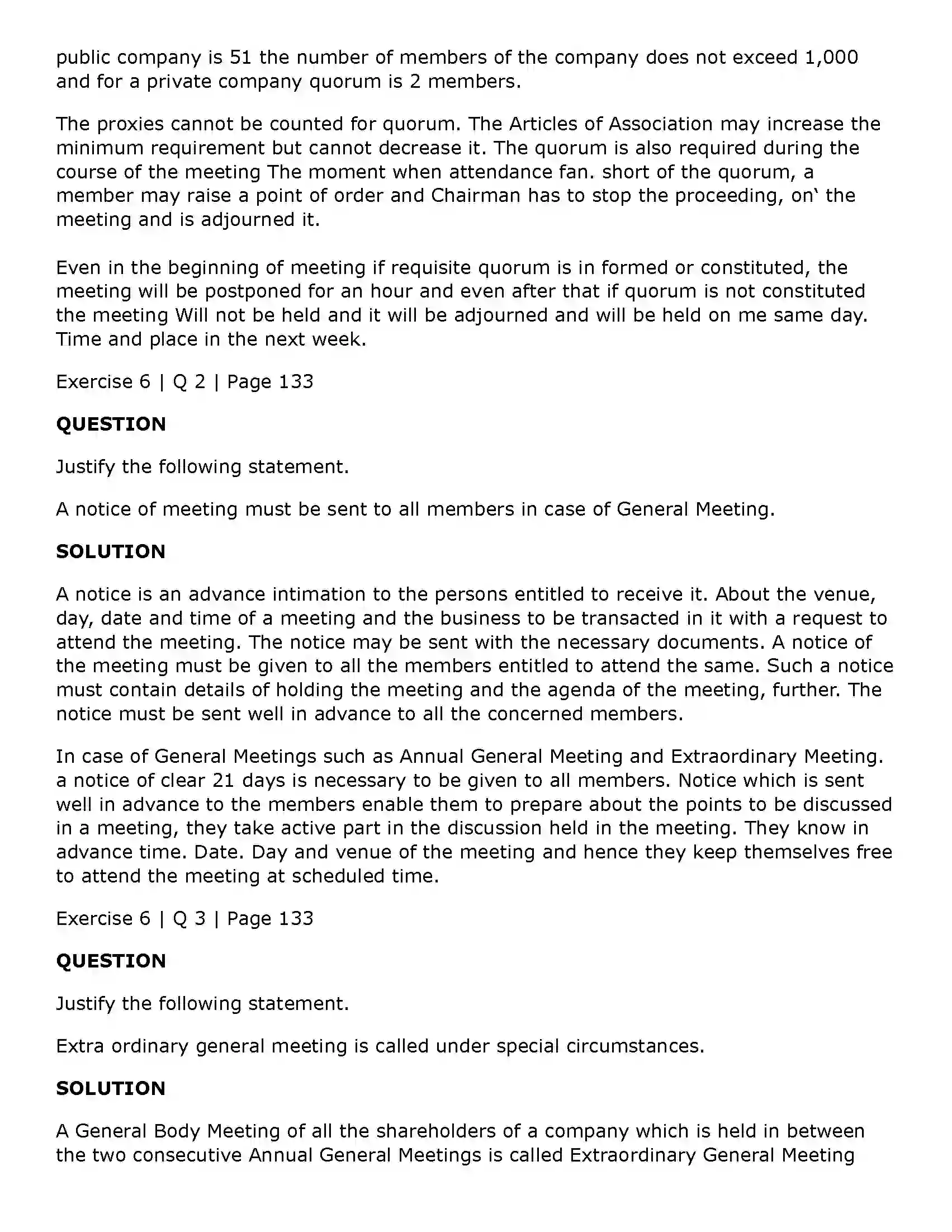 Maharashtra Board Class 11th Secretarial Practice Company Meetings - 2 Solution 25