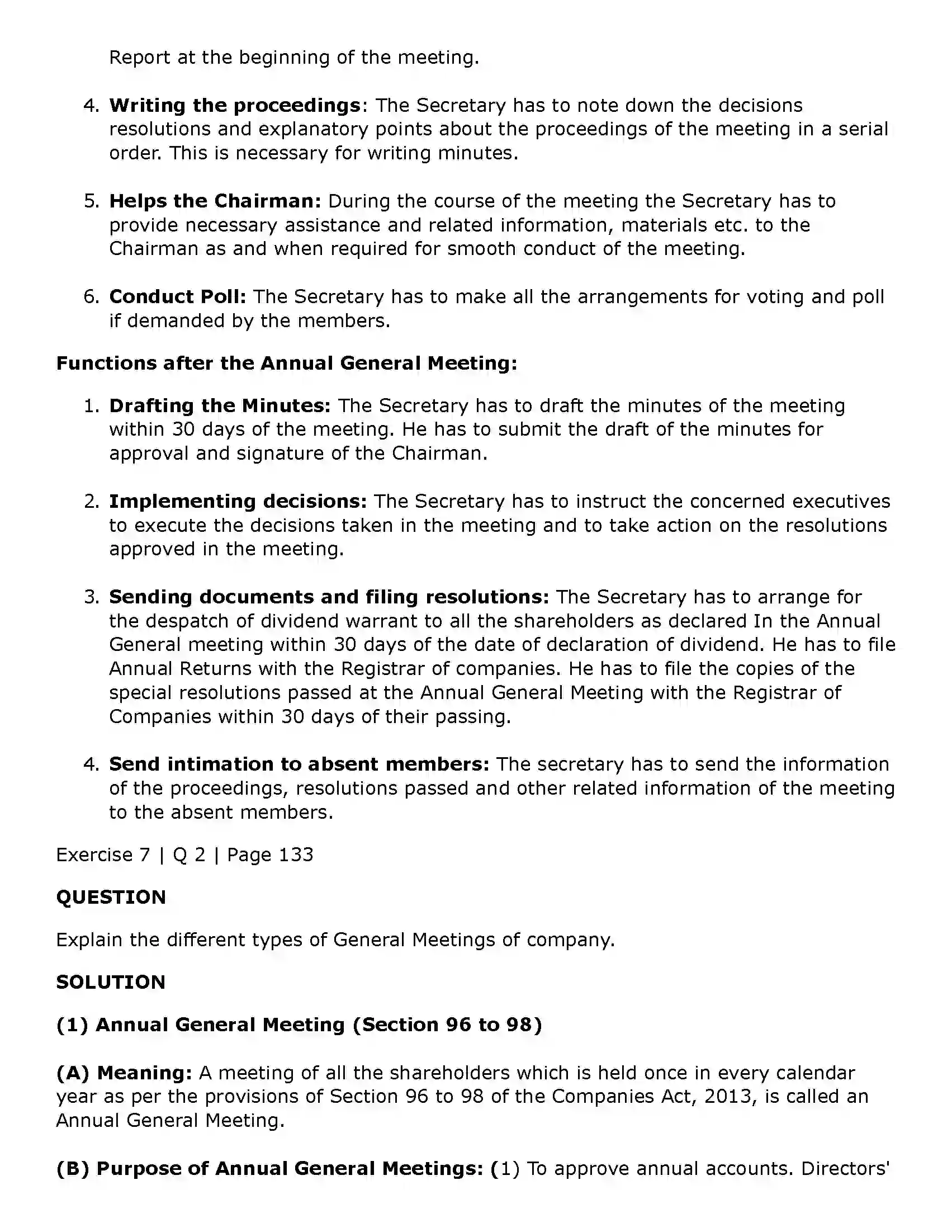 Maharashtra Board Class 11th Secretarial Practice Company Meetings - 2 Solution 30