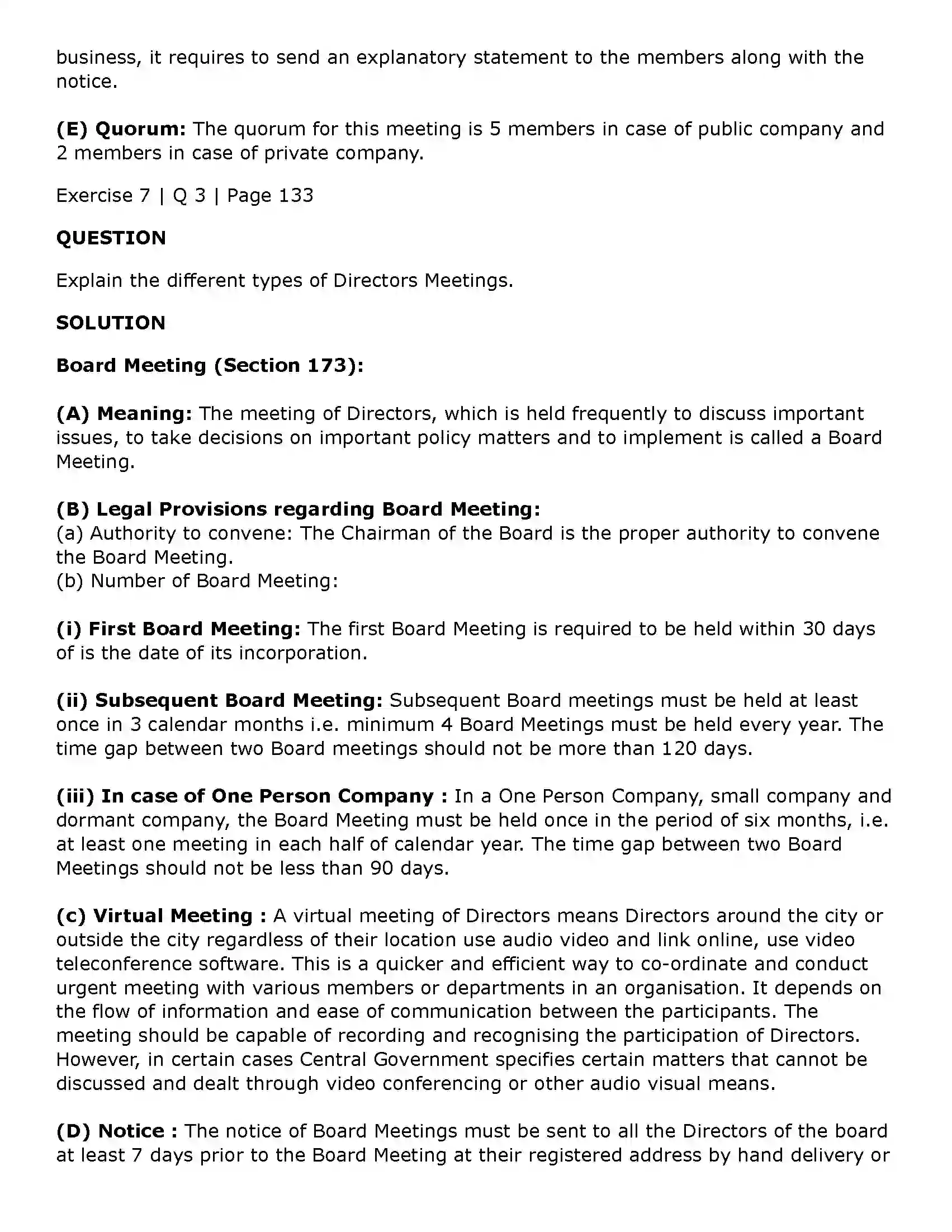 Maharashtra Board Class 11th Secretarial Practice Company Meetings - 2 Solution 33