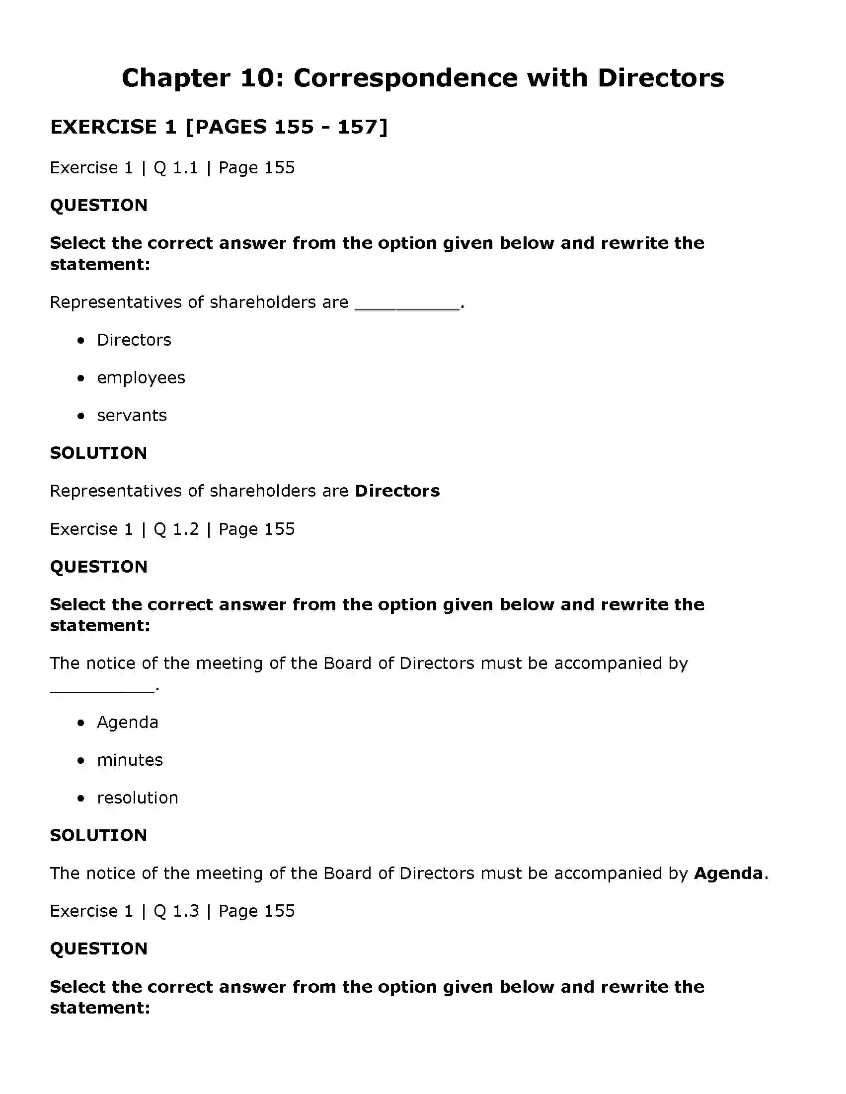 Maharashtra Board Class 11th Secretarial Practice Correspondence with Directors Solution 1