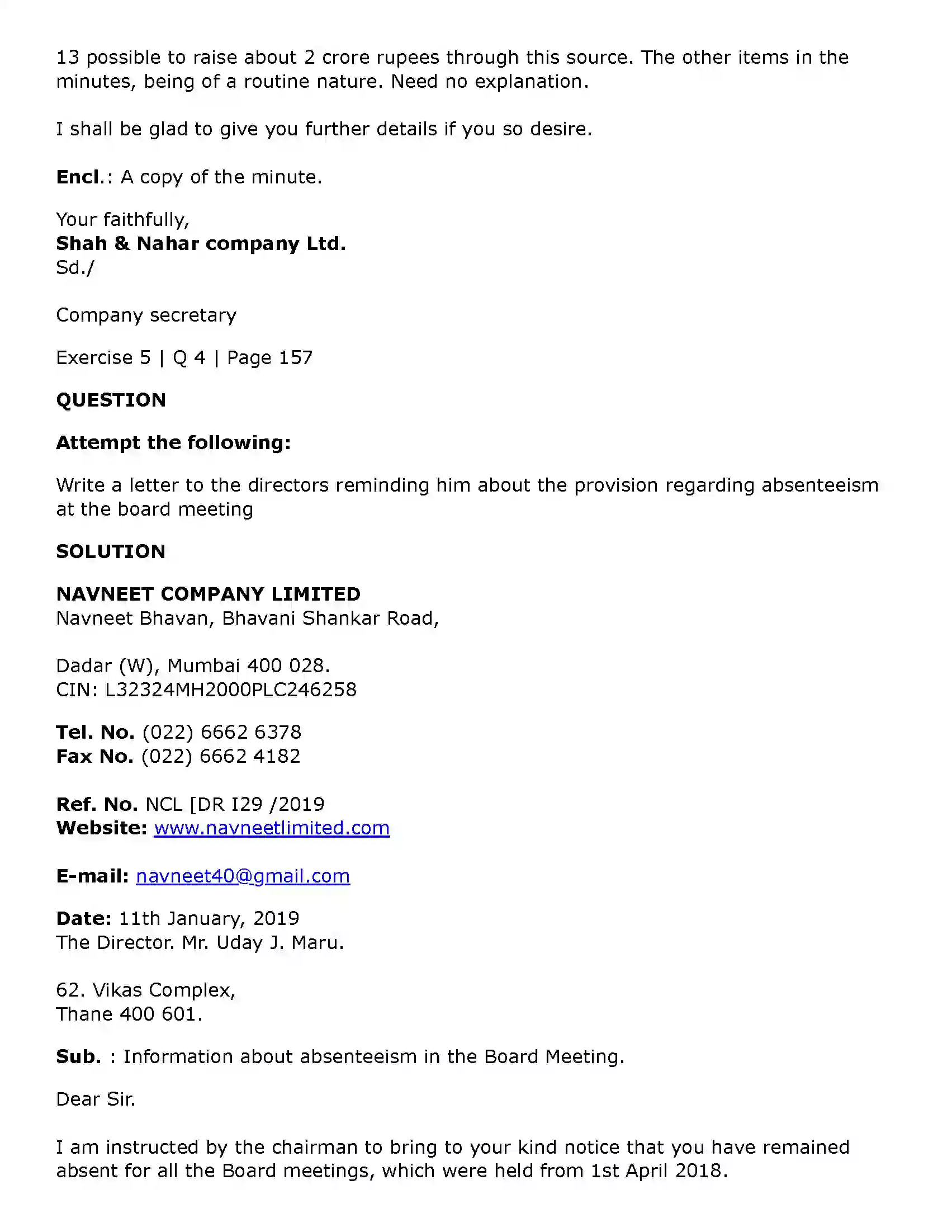 Maharashtra Board Class 11th Secretarial Practice Correspondence with Directors Solution 20
