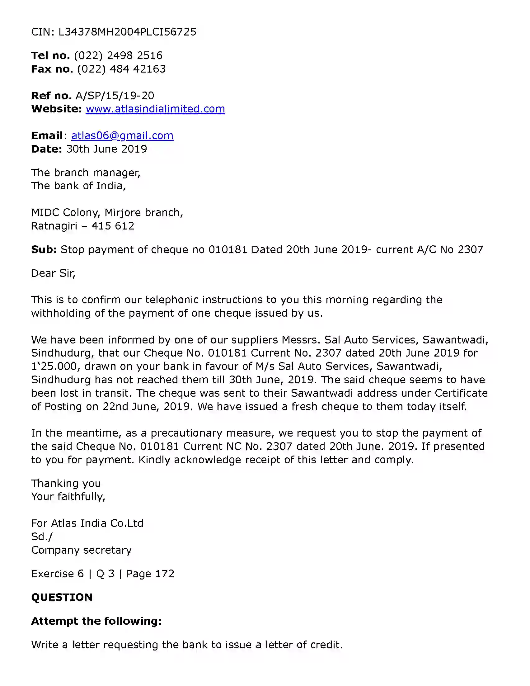 Maharashtra Board Class 11th Secretarial Practice Correspondence with Banks Solution 33