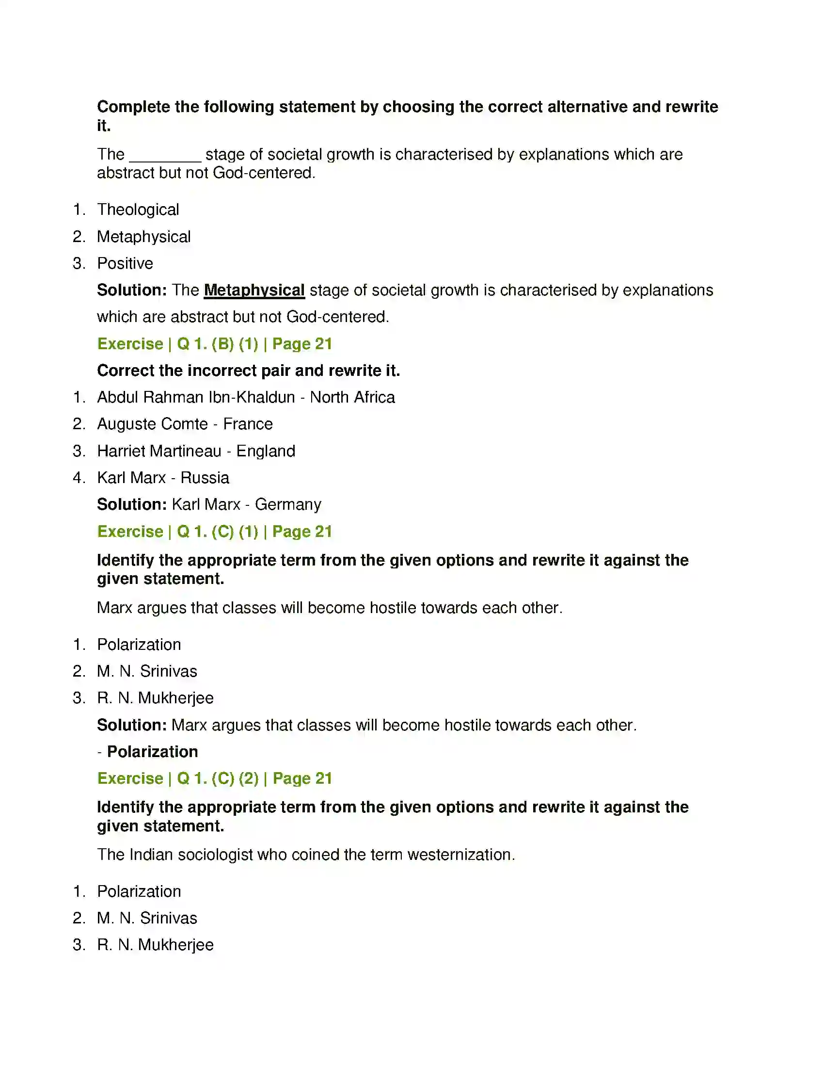 Maharashtra Board Class 11th Sociology Contribution of Western and Indian Sociologists Solution 2