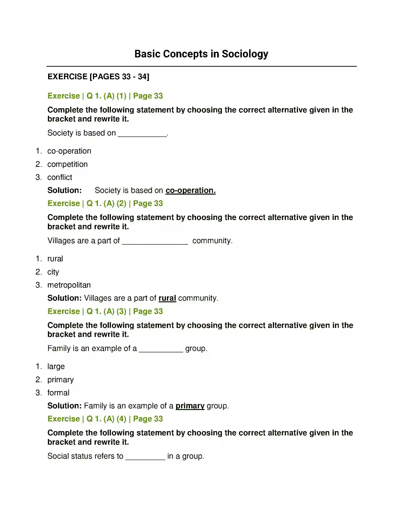 Maharashtra Board Class 11th Sociology Basic Concepts in Sociology Solution 1
