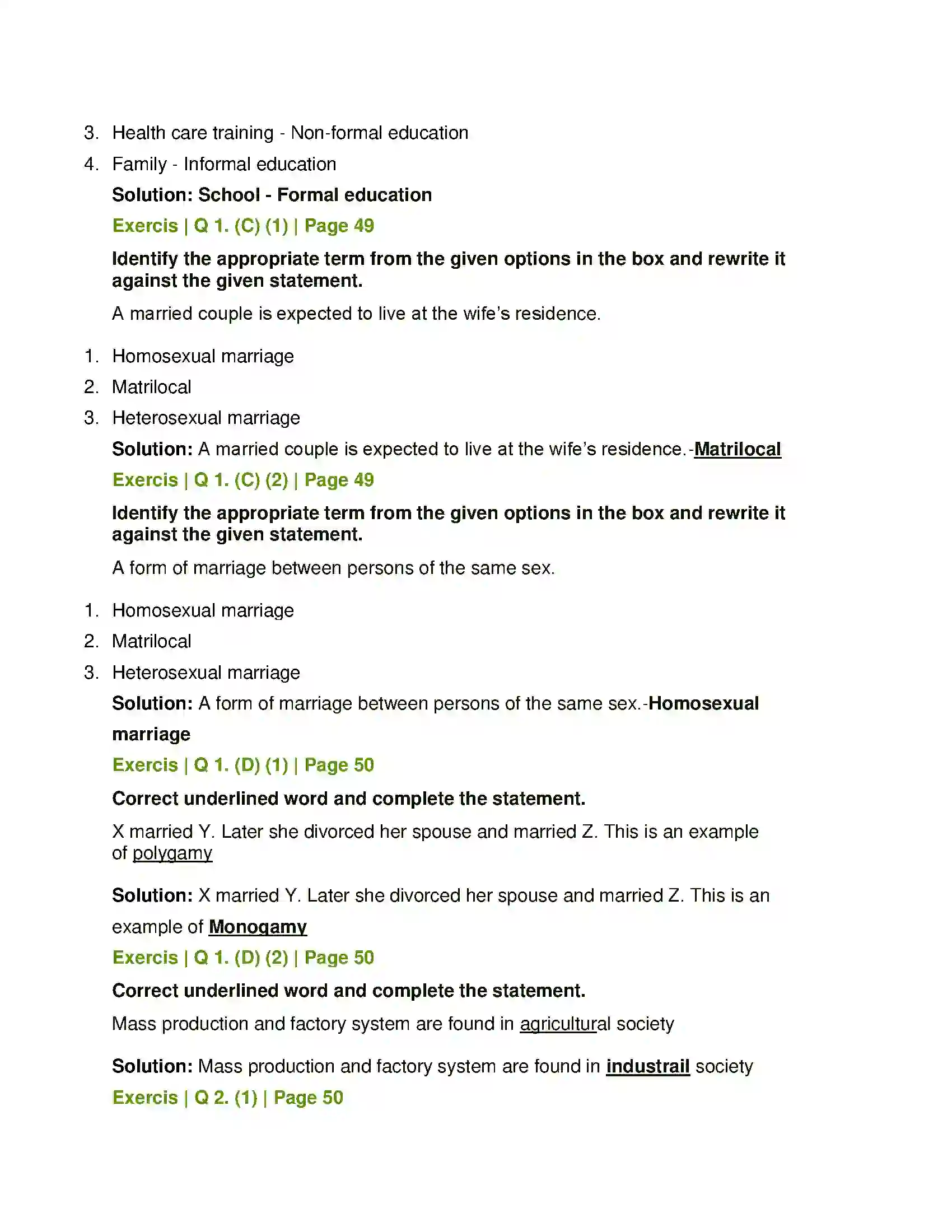 Maharashtra Board Class 11th Sociology Social Institutions Solution 2