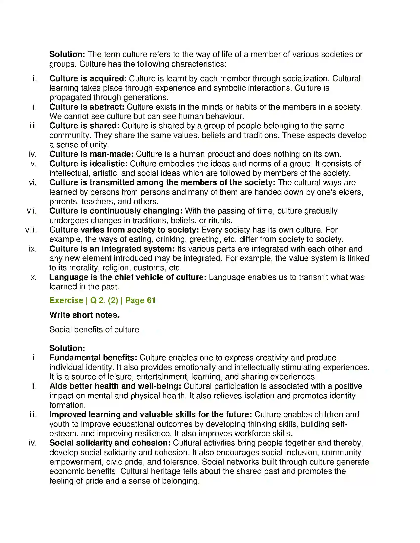 Maharashtra Board Class 11th Sociology Culture Solution 3